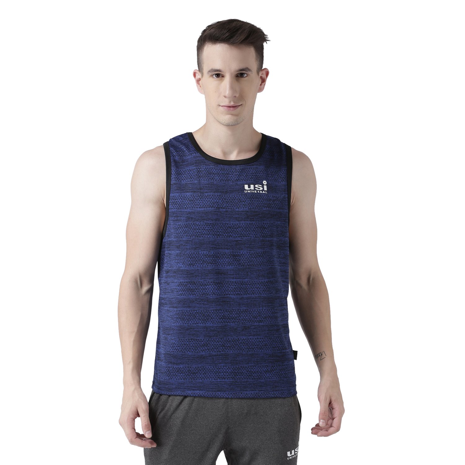 USI UNIVERSALUSI UNIVERSAL Sleeveless Muscle T-Shirt For Men, Training T-Shirt, G4B Workout Tank Tops Dry Fit Gym Bodybuilding Training Fitness Sleeveless Muscle T Shirts (Size Small, Blue)