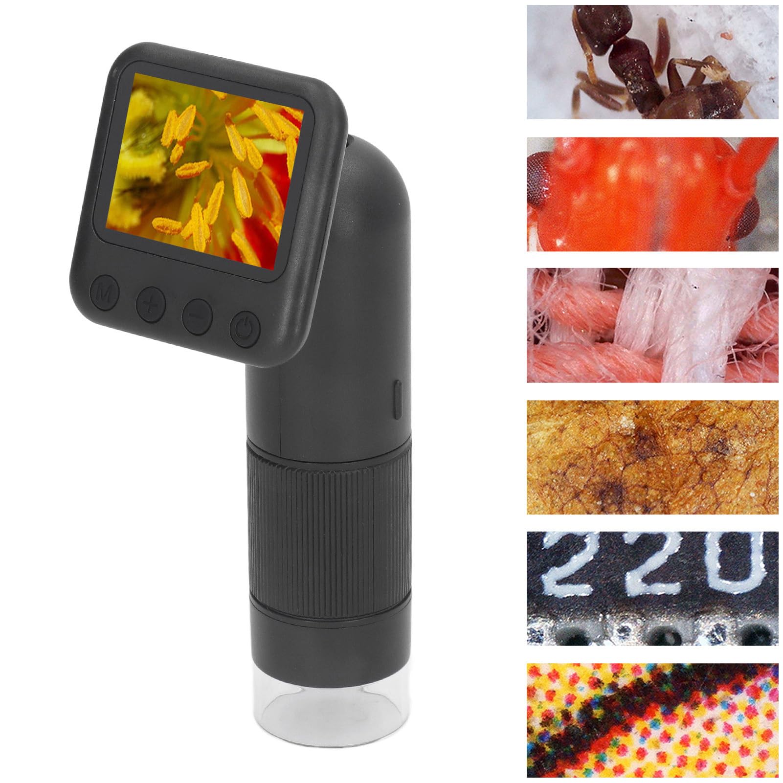 Wakects Microscopio Digital de Mano, Microscopio Portátil de Bolsillo ABS 400X a 800X 720P con Pantalla LCD de 2 Pulgadas 6 Luces LED Captura de Imagen USB para Estudiantes Niños Joyería de Monedas