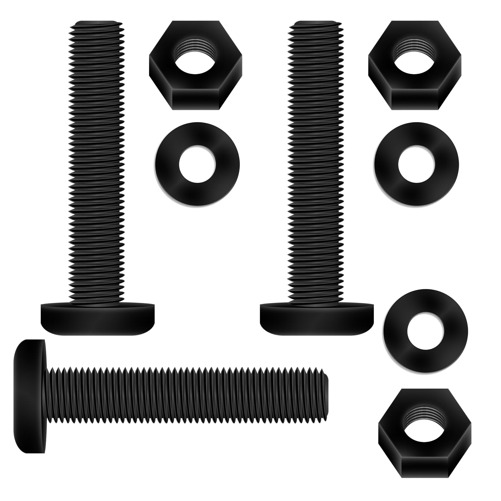 Pzsmocn 150 Pieces/50 Sets M8*50 mm Plastic Black Nylon Cross Round Head Screw Hexagonal Nut Combination Kit, with Insulating Washers, Standard Size, For DIY and Electronic Assembly. โ image 1