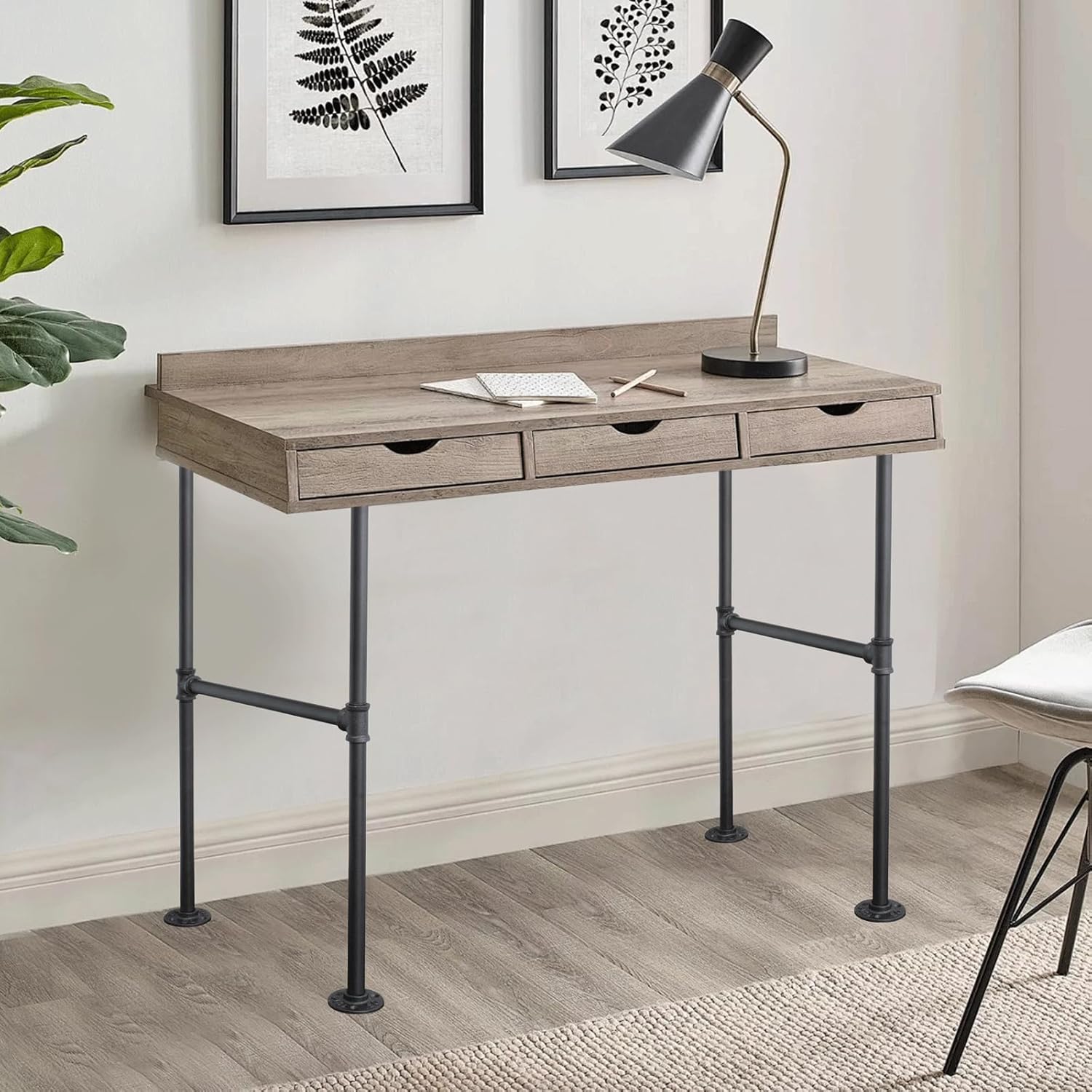 2 Pack 25 Inch Industrial Metal Table Legs, Black Pipe Table Legs Rustic Steel Legs Vintage Furniture Legs Heavy Duty Metal Legs for Coffee and End Tables Desks Nightstand Farmhouse Home Decor