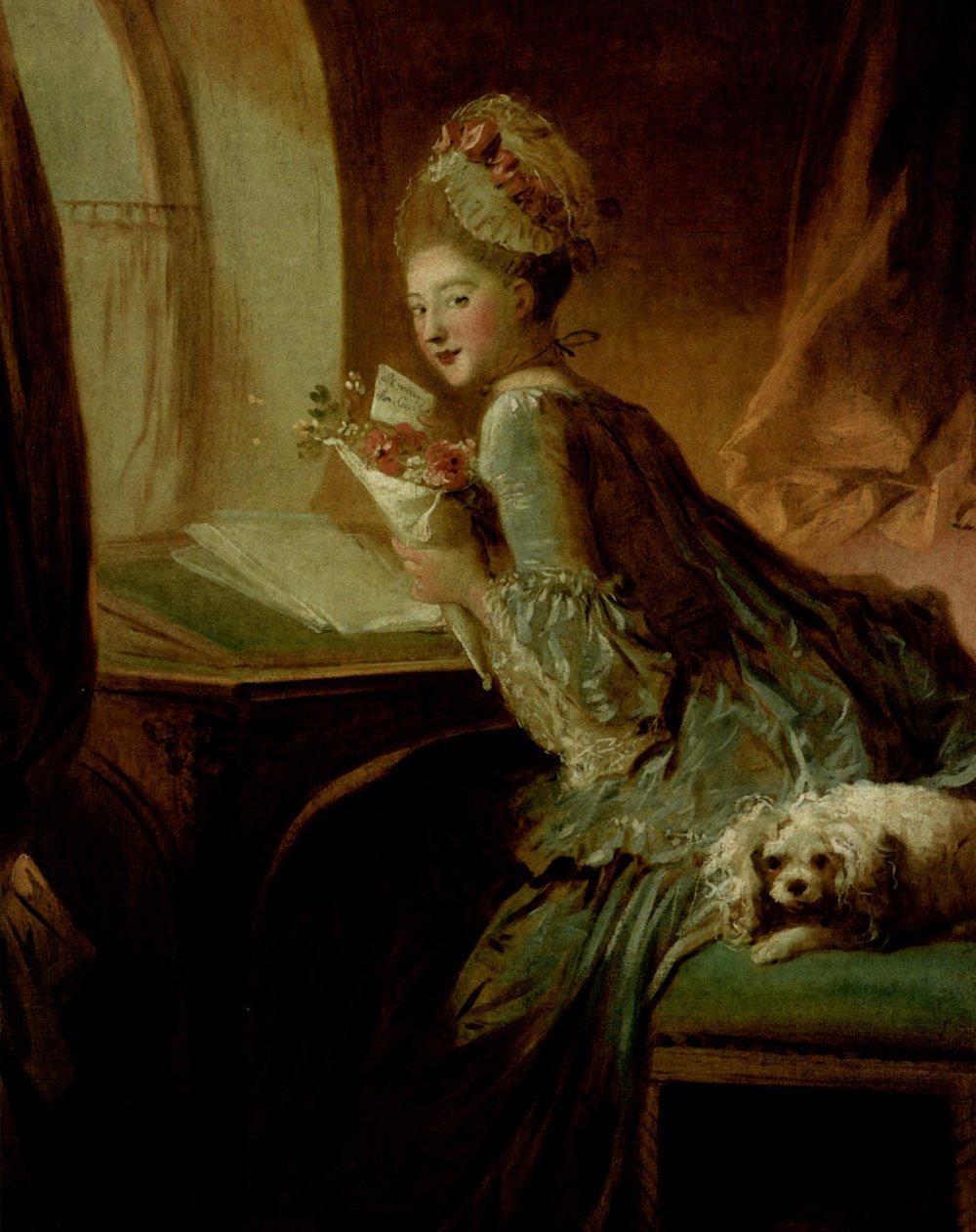 Tableau Jean Fragonard - at Desk en cadre noir grand format mat