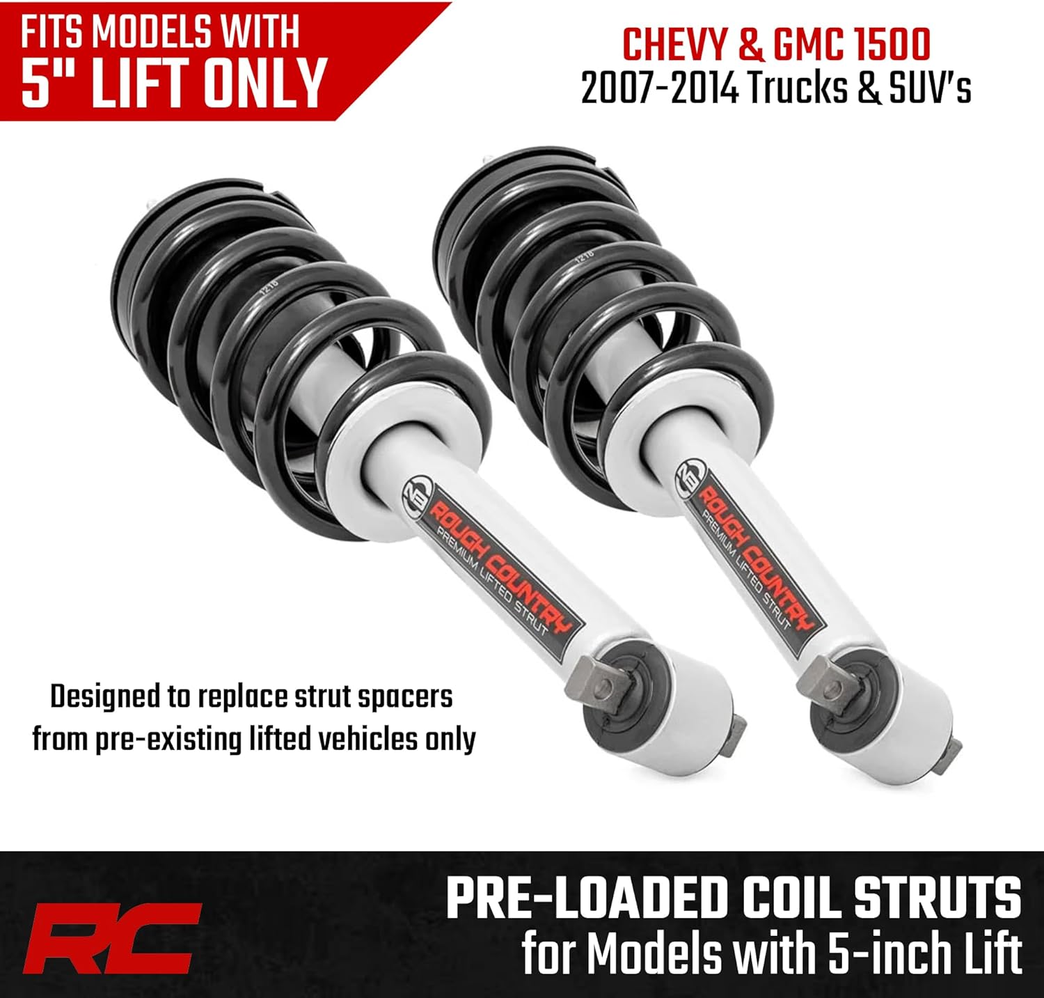 rough country 5" loaded n3 lifted struts for 2007-2013 chevy/gmc 1500-501031