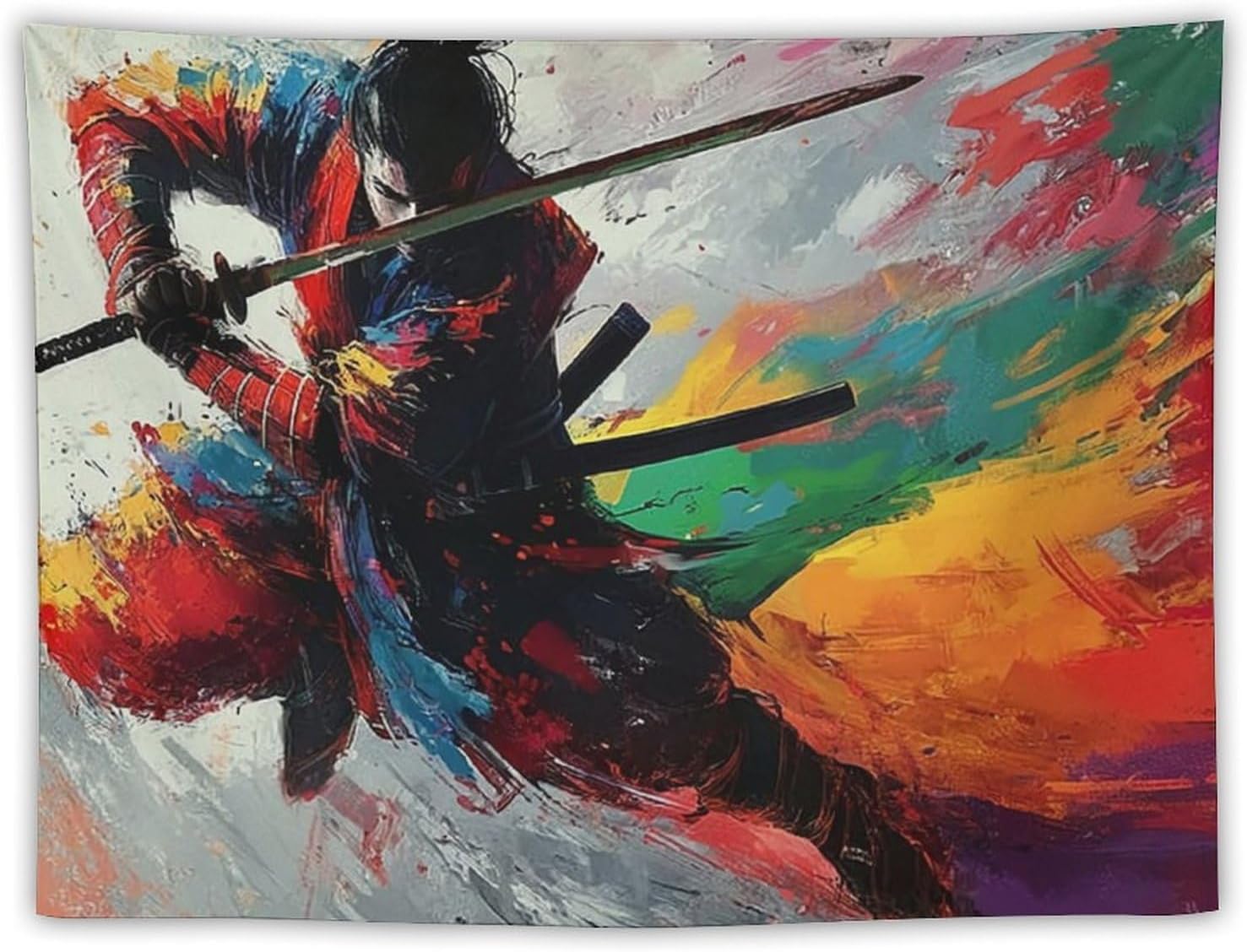 JYOUQOC Samurai Sword Colorful Tapestry Large Wall Art Backdrop Flag Wall Hanging Decor for Living Room Bedroom Dorm Office 30"×40"