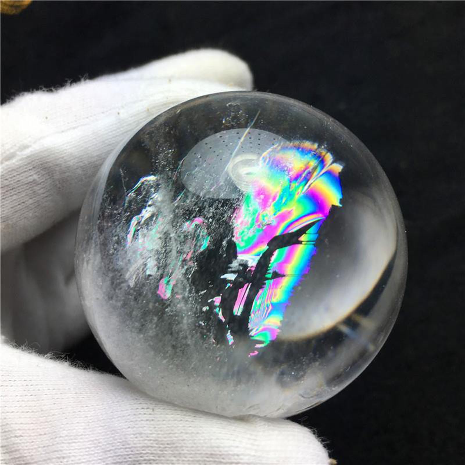 RVBLRDSE Rare Quartz Crystal Ball for Home and Office Decor, Rainbow Sphere Balls for Witchcraft and Decorative,60mm Gemstone Stone