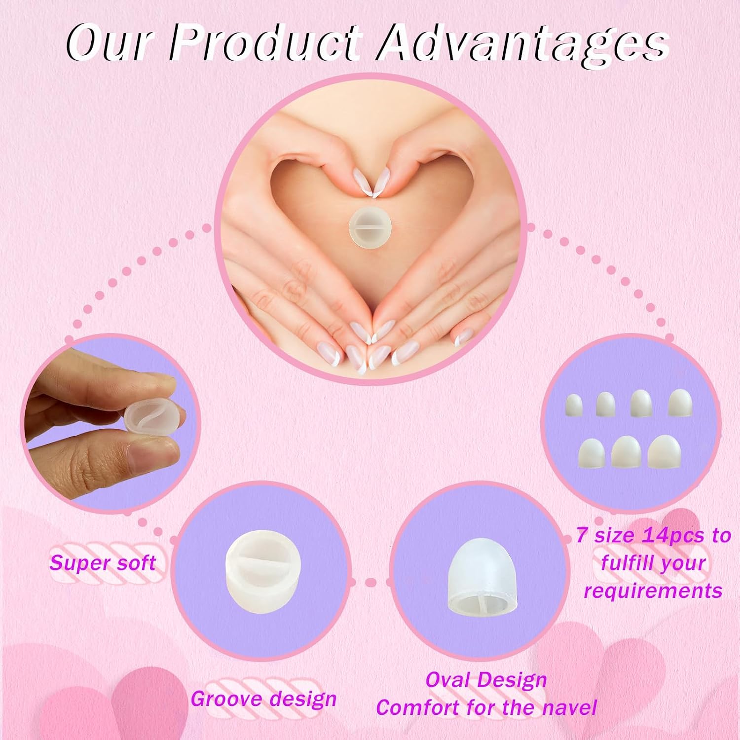 Patented 14PCS Belly Button Plug Post Tummy Tuck & Liposuction Recovery Shaper, Soft and Comfortable Belly Button Retainer