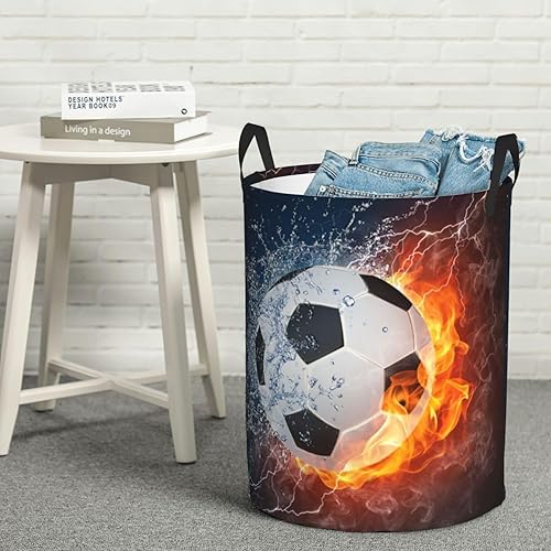 Miniatura 7 de Gbuzozie Balón de fútbol redondo en fuego y agua cesta de lavandería deportiva cesta de almacenamiento de fútbol juguetes organizador de ropa para