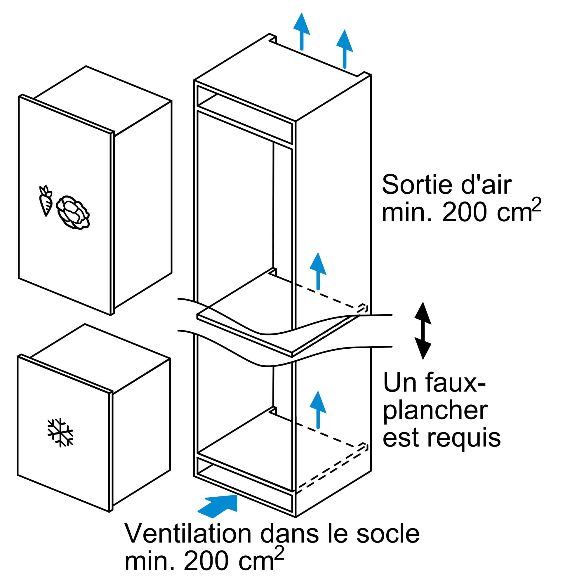 Bosch GIV21AFE0, Série 6, Petit congélateur, Encastrable, 88 x 56 cm, 96 L