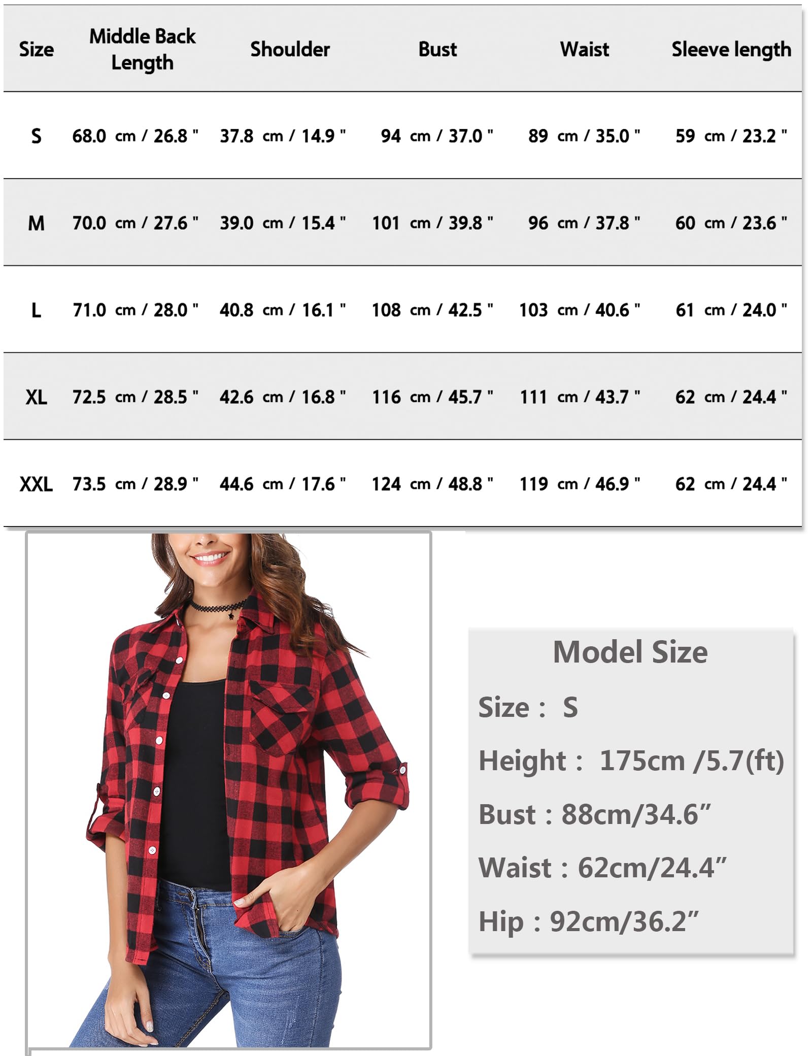 Totatuit Damen Kariertes Hemdbluse Knopfleiste Langarm Oktoberfest Bluse Karo Baumwolle Casual V-Ausschnitt Oberteile Flanellhemd Tops