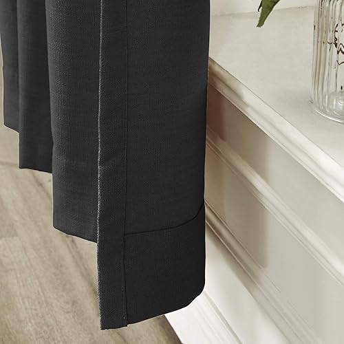 Miniatura 70 de Frelement Cortinas plisadas de lino de algodón extra anchas para oscurecer la habitación, 120 pulgadas de ancho x 96 pulgadas de largo, cortinas