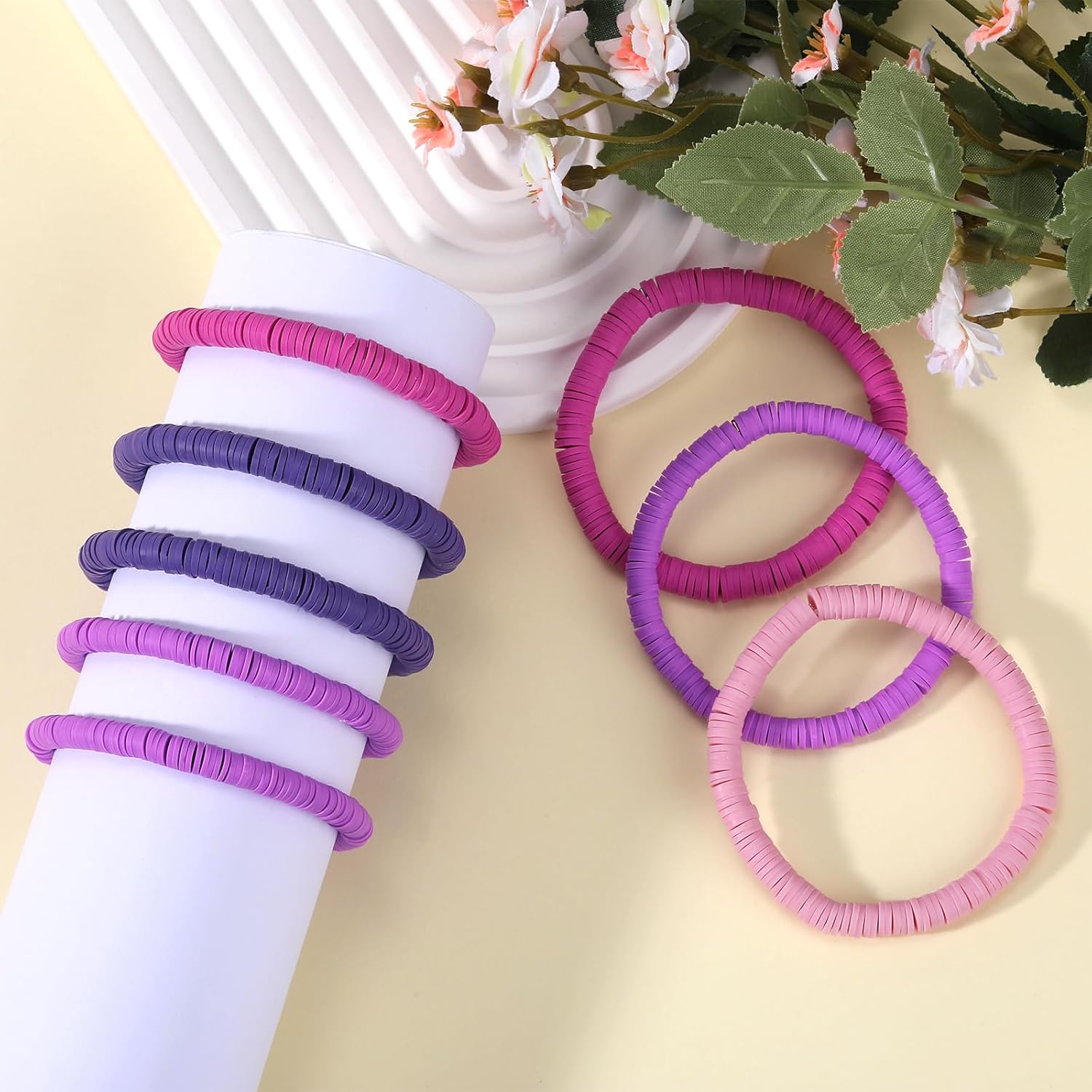 Ornaland 20 Pieces Hei Shi Surfer Bracelets Friendship Bracelets Clay Bead Bracelets Polymer Clay Stretch Bracelet Stackable Bracelet Set Women Summer Beach Jewelry for Women - Image 5