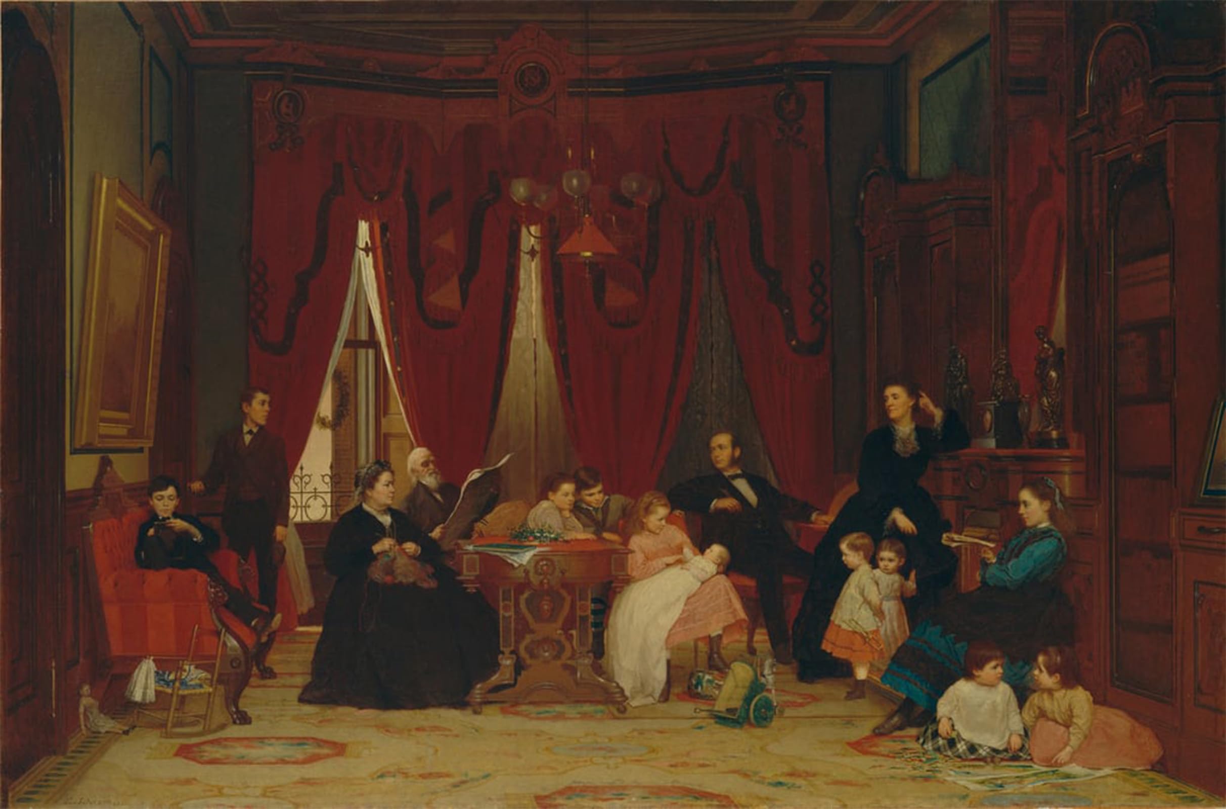 Posteriik No Frame Famous Modern Artwork Art Mural The Hatch Family By Eastman Johnson Oil Paintings Pictures For Home Decor 60X90cm