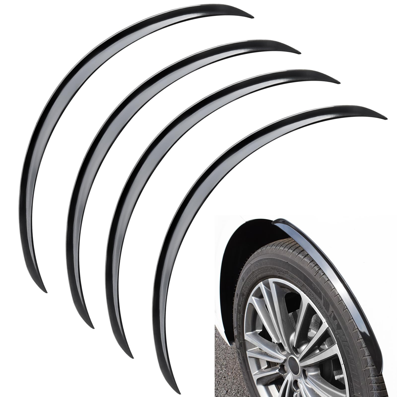 AUTOXBERT 4 Stück Kotflügelverbreiterung Universal Radlaufverbreiterungen Radkastenverbreiterung Radlauf Schutzleisten, Mudguards Auto Rad Fender Verlängerung für Auto Rad (Schwarz, 73cm)