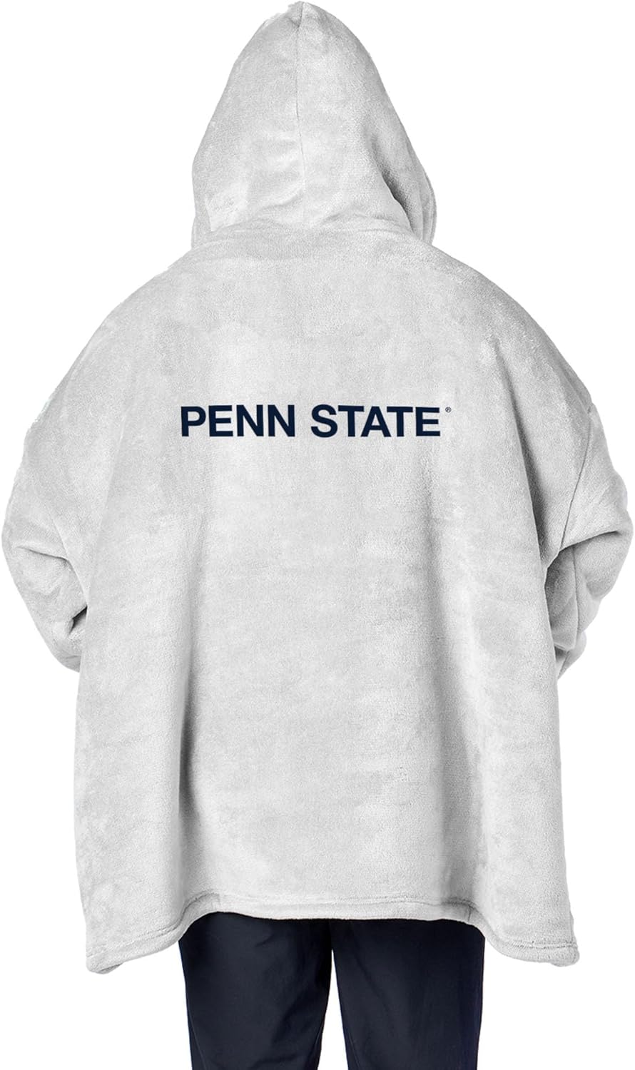 Northwest NCAA Penn State Nittany Lions Hoodler Oversized Sherpa Pullover, Embroidered Logo,Plush Wearable Blanket Sweatshirt, Soft Fleece with Front Pocket, One Size Fits Most
