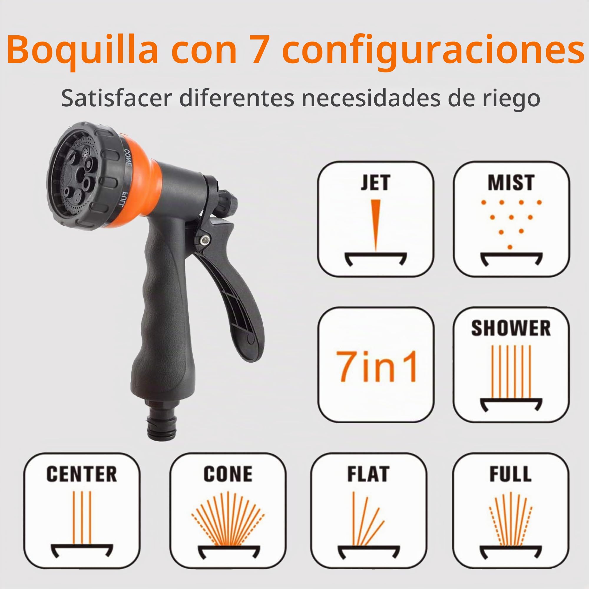 Giraffe Tools Enrollador de manguera retráctil de montaje en pared, 25 + 2 m, giratorio a 180° con boquilla de pulverización 7 en 1