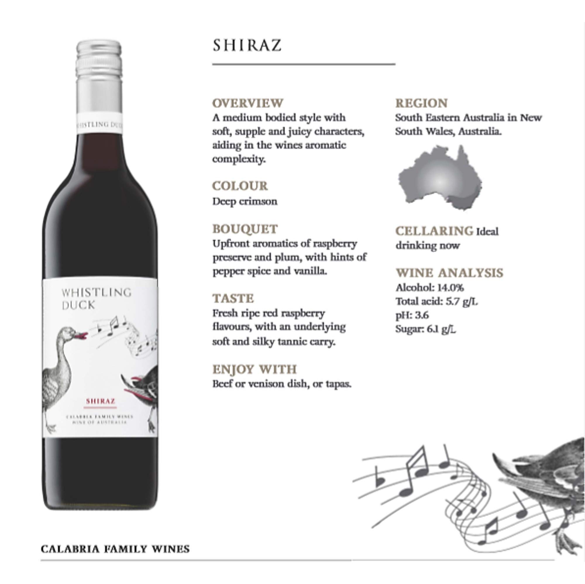 Australie Whisling Duck Shiraz