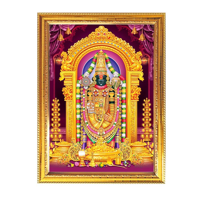 Fashnkart Hanuman ji Lord Balaji Form Golden Photo Frame for Pooja Indian with a religious or spiritual theme Temple Puja Room Home Décor Worship 8.6 X 11