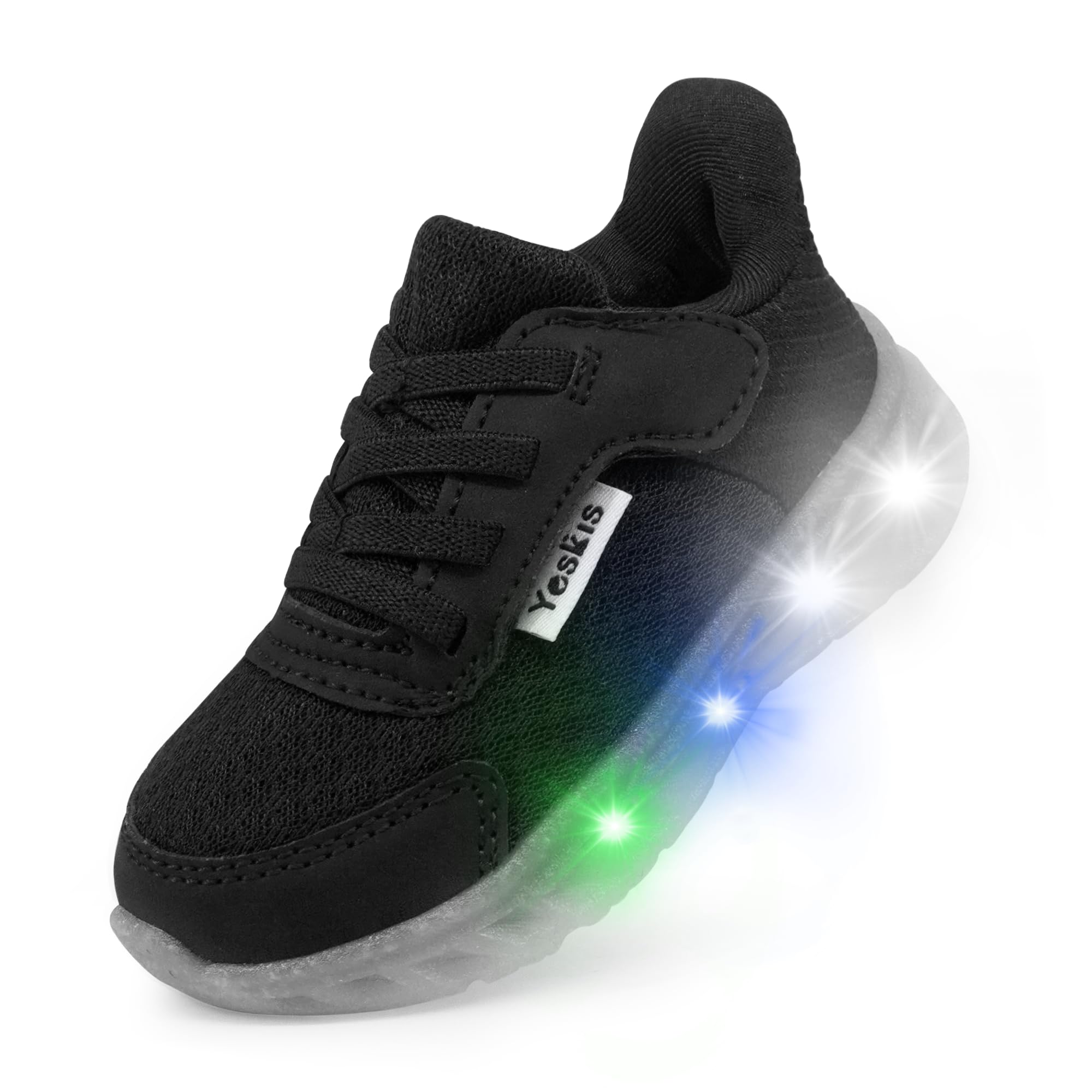 YESKIS Toddler Light Up Shoes Boys Girls Lightweight Breathable Non-Slip Mesh Running Sneakers for Toddler Black Size 10