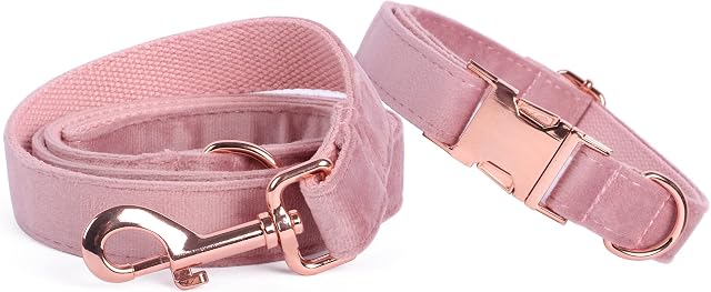 Pink Dog Collar and Lead Set, Dog Leash and Collar Set, Puppy Leash and Collar Set Adjustable for Small Medium Large Dogs (XS, Pink)