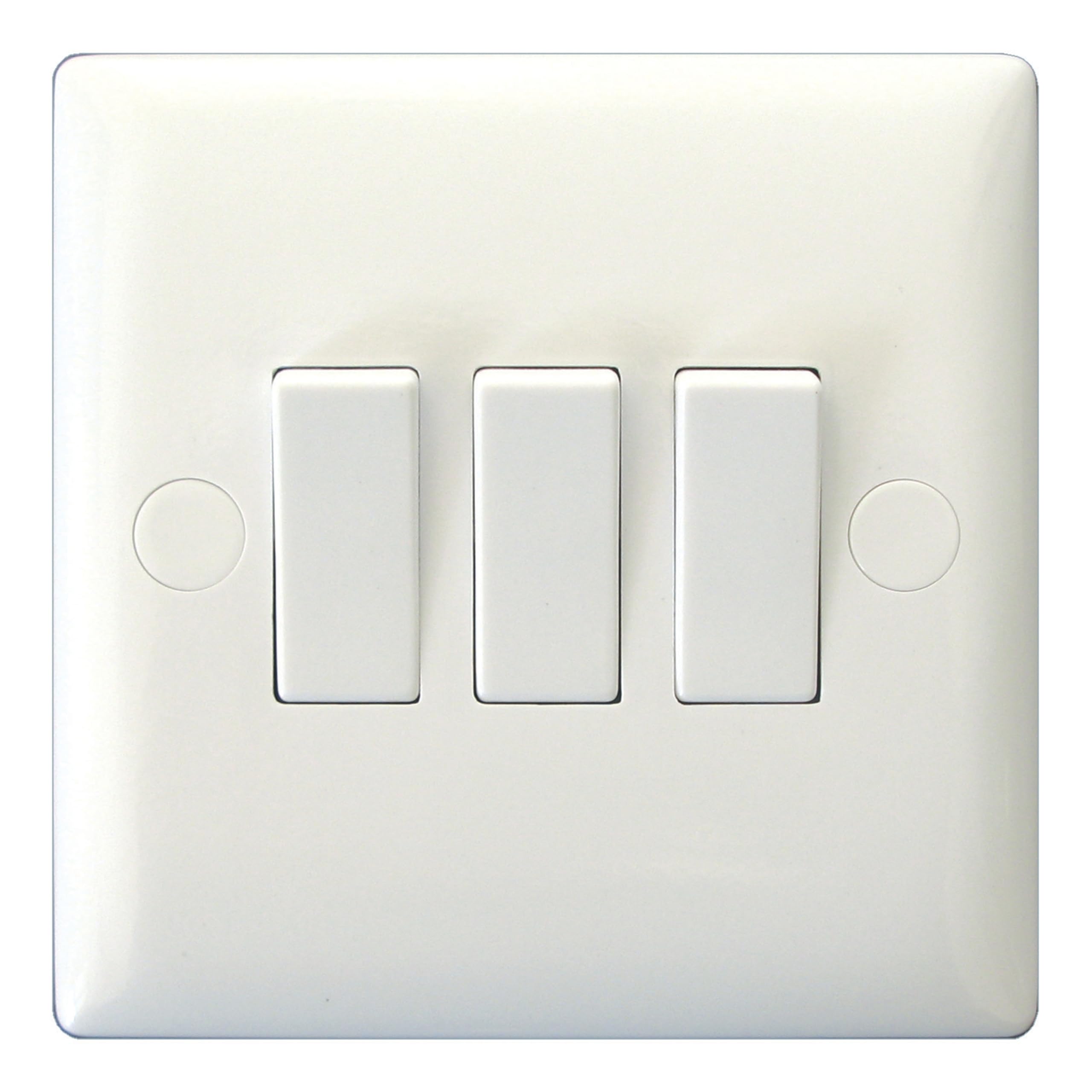 Varilight Polar White 3-Gang 10A 1- Or 2-Way Rocker Switch