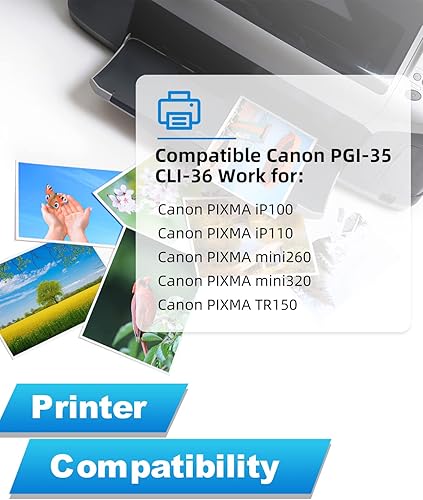 Miniatura 2 de Cartuchos de tinta compatibles de repuesto para cartuchos de tinta Canon 35 36 PGI-35 CLI-36 funciona para pixma iP110 iP100 TR150 mini260 mini320