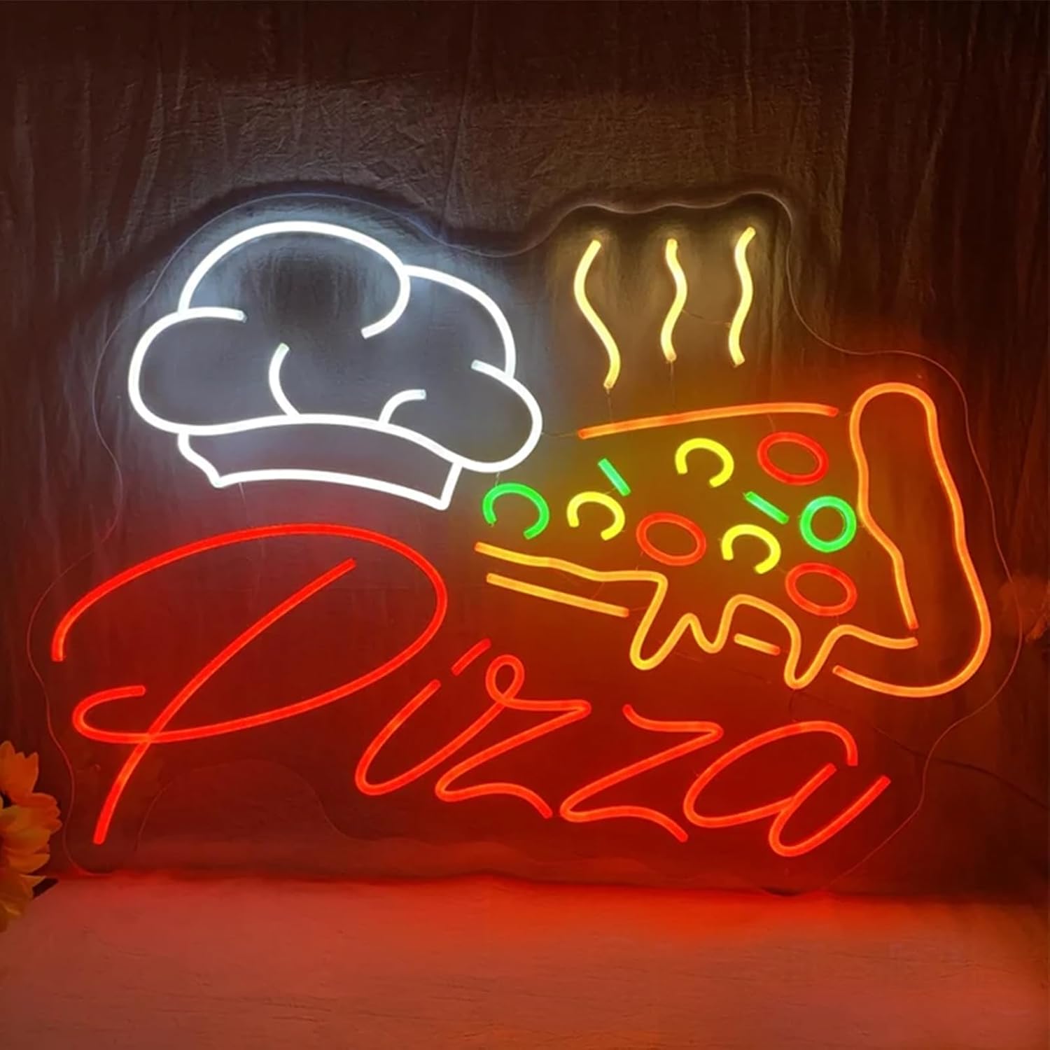Pizza Is Always The Answer Neon Sign LED Neon Pizza Light Up Sign Business Welcome Pizza Shop Sign for Wall Decor Pizza Restaurant Bar Shop Game Room Men Cave 23inches