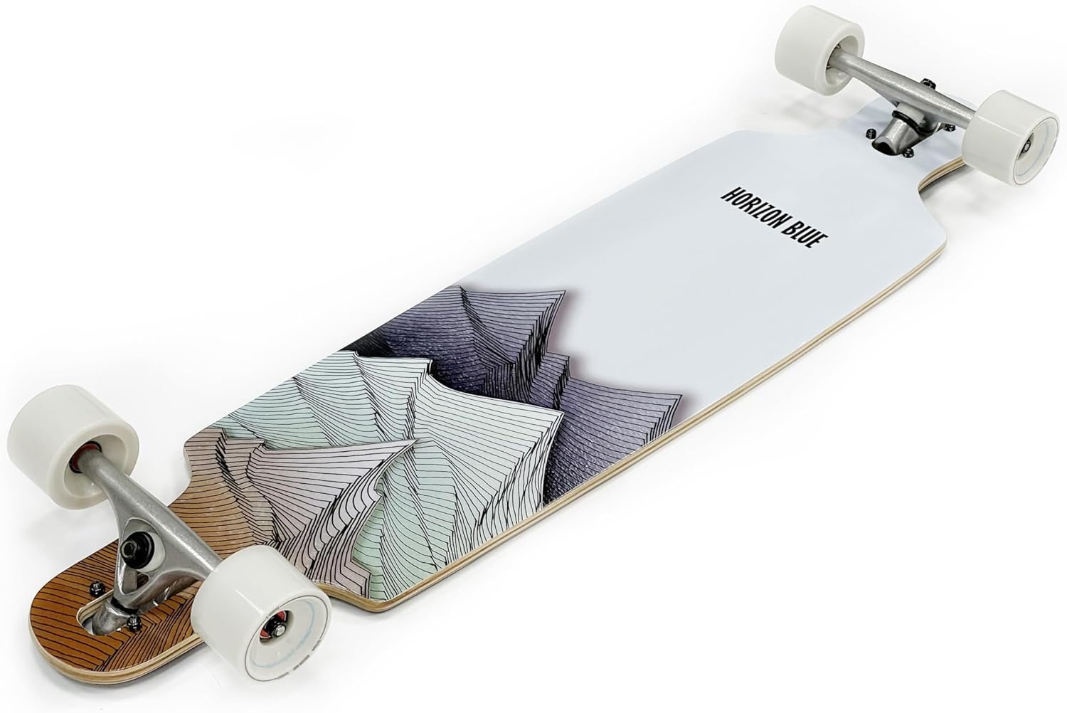 HORIZON BLUE 39inch Urban Longboard Cruiser | North America Hardrock Maple Deck | Anti-Wheelbite&Shock-Absorbing System | Multi-scenarios Cruising Complete