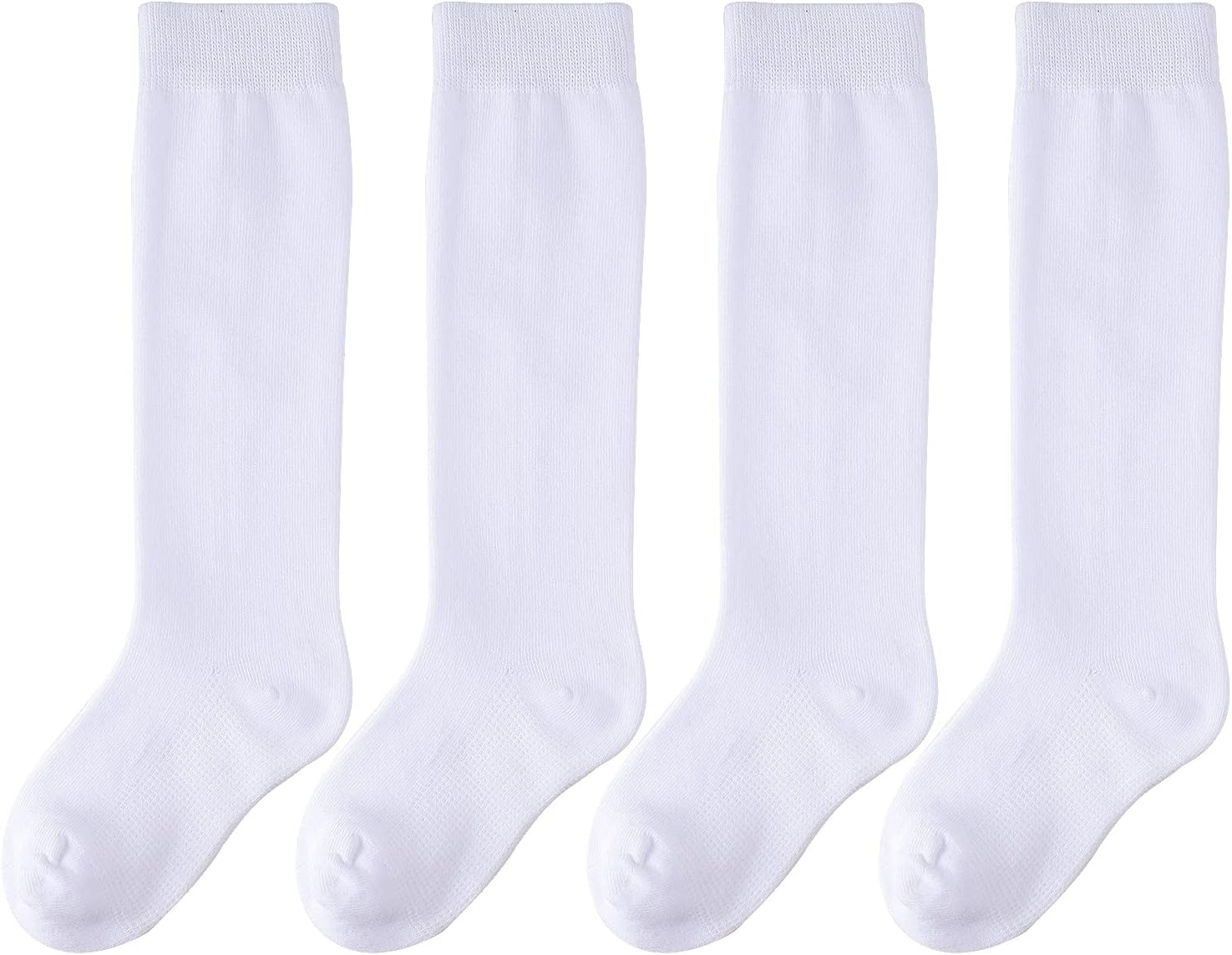 EPEIUS Girls Knee High Socks, Seamless Toe Cotton School Uniform Socks for Kids Age 3-14, Plain Cable Ribbed Multi-Pack