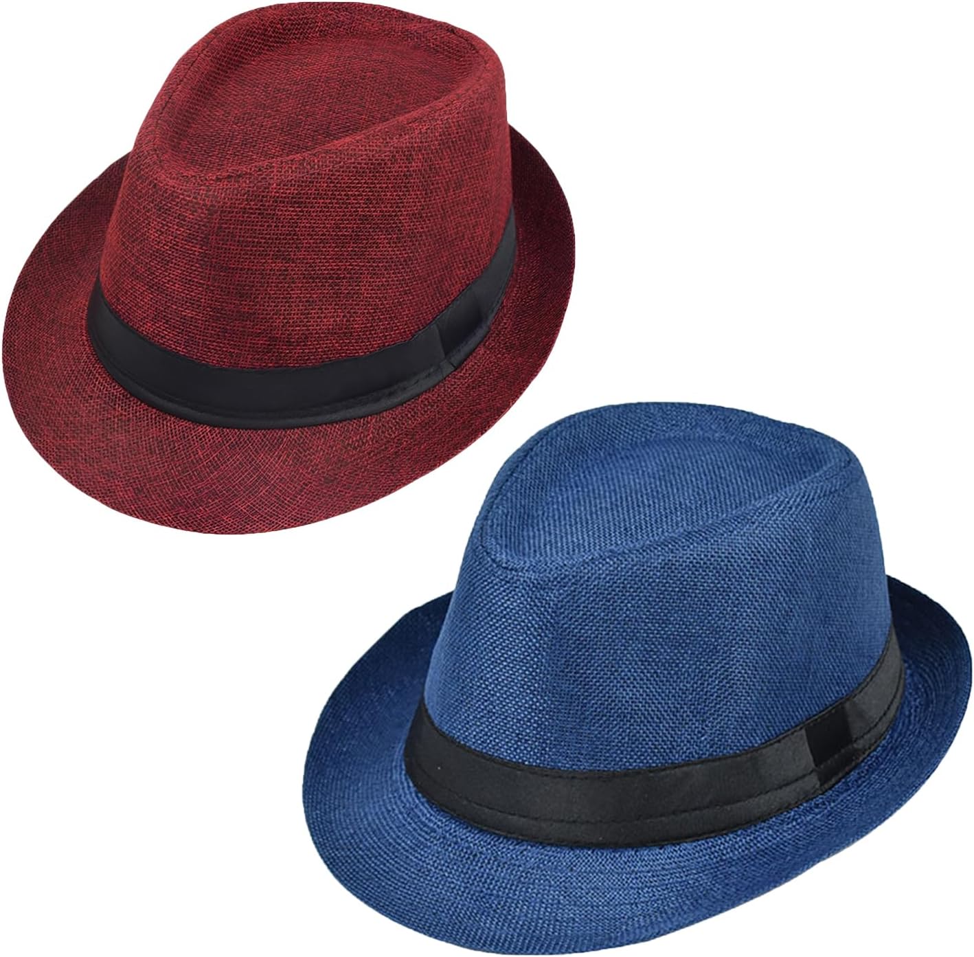 Giroir 2Pack Fedora Hats for Men Women Short Brim Unisex Short Brim Summer Beach Style 1920s Party Accessories