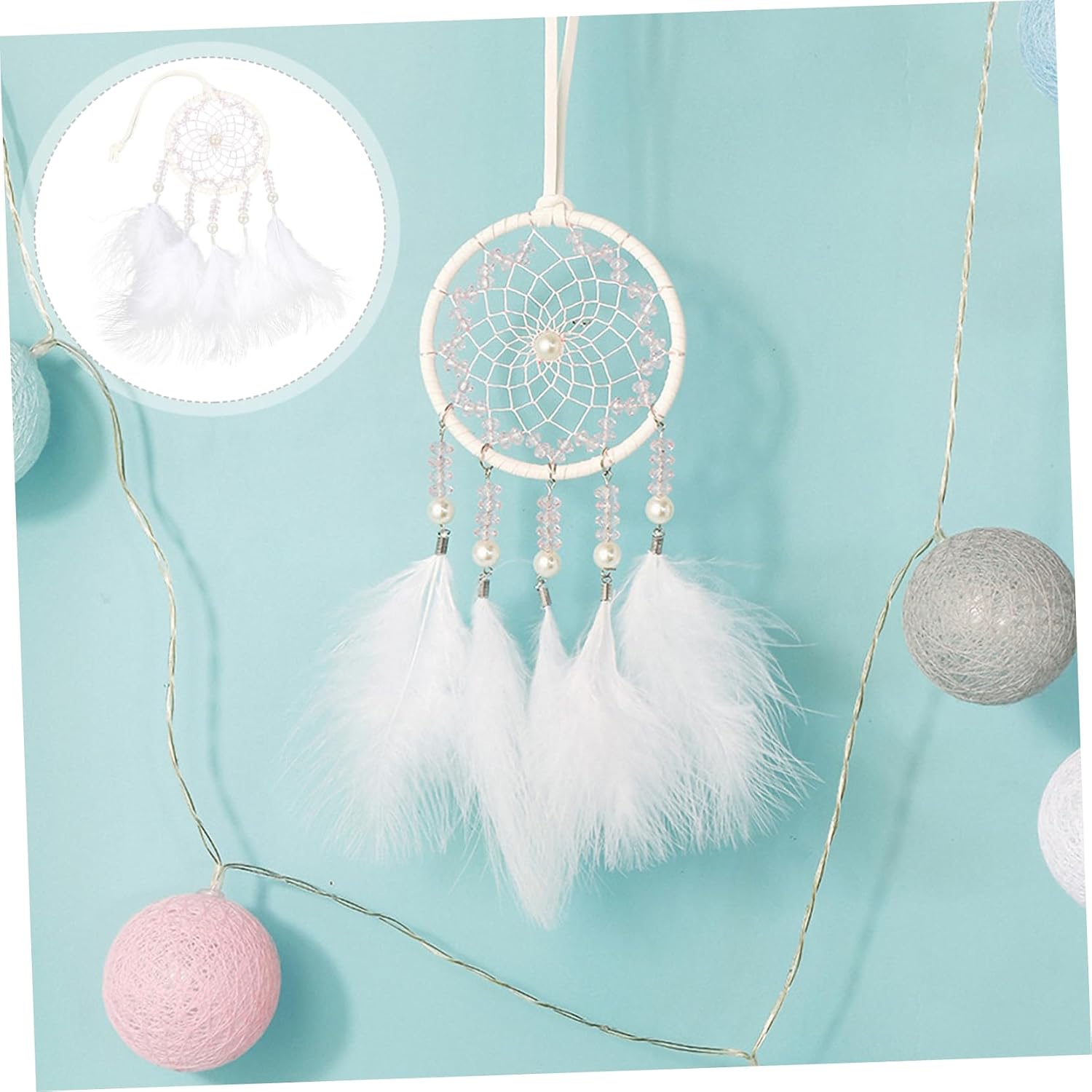 Amosfun 1pc Handmade Dream Catcher Pendant Crystals and Wall Art Decoration for Bedroom and Living Space Creative Hanging Decor for Showers and