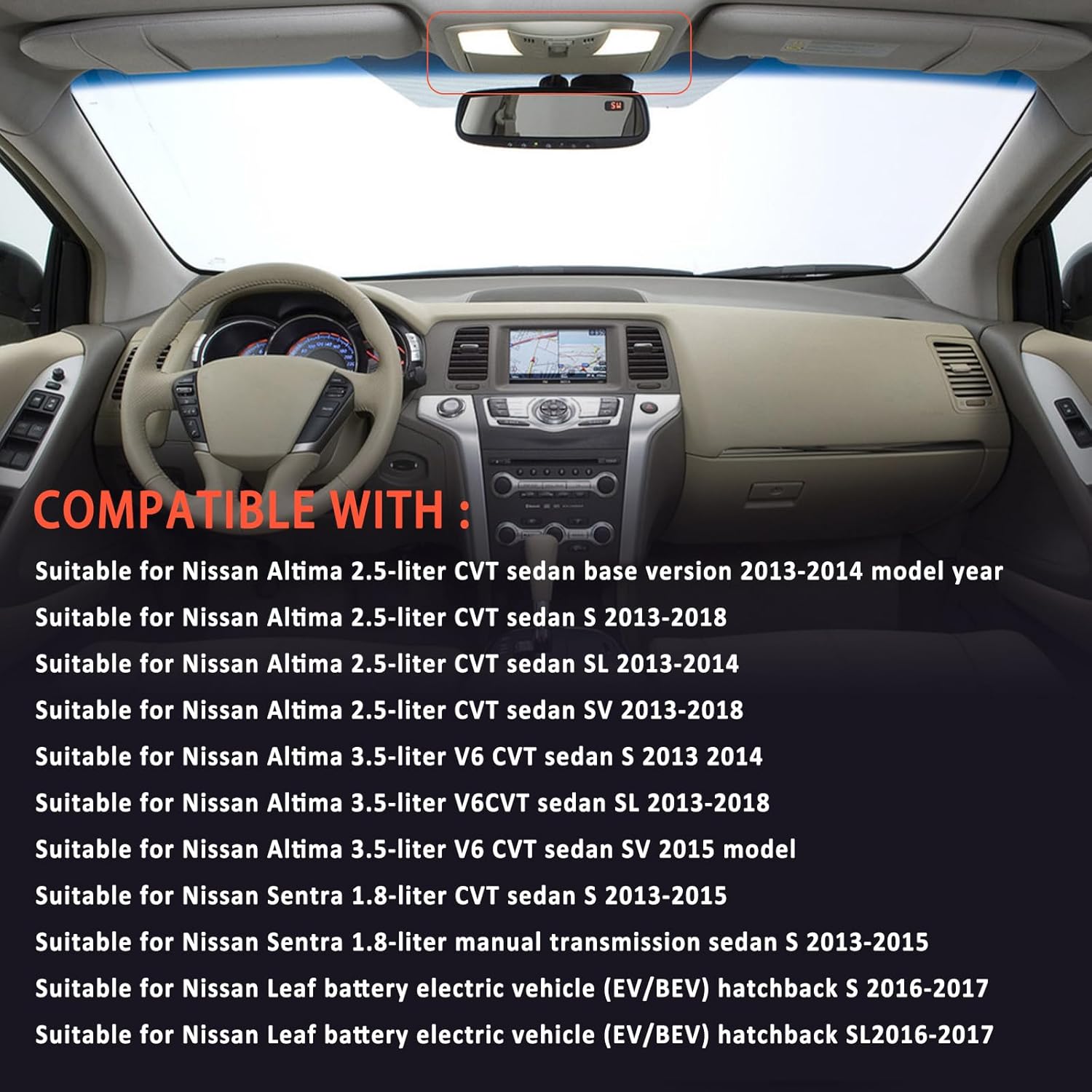 26430-C990D Console LED Map Reading Light with Sunroof Assembly Compatible with 2013-2018 Nissan Altima Teana 2013-2015 Sentra