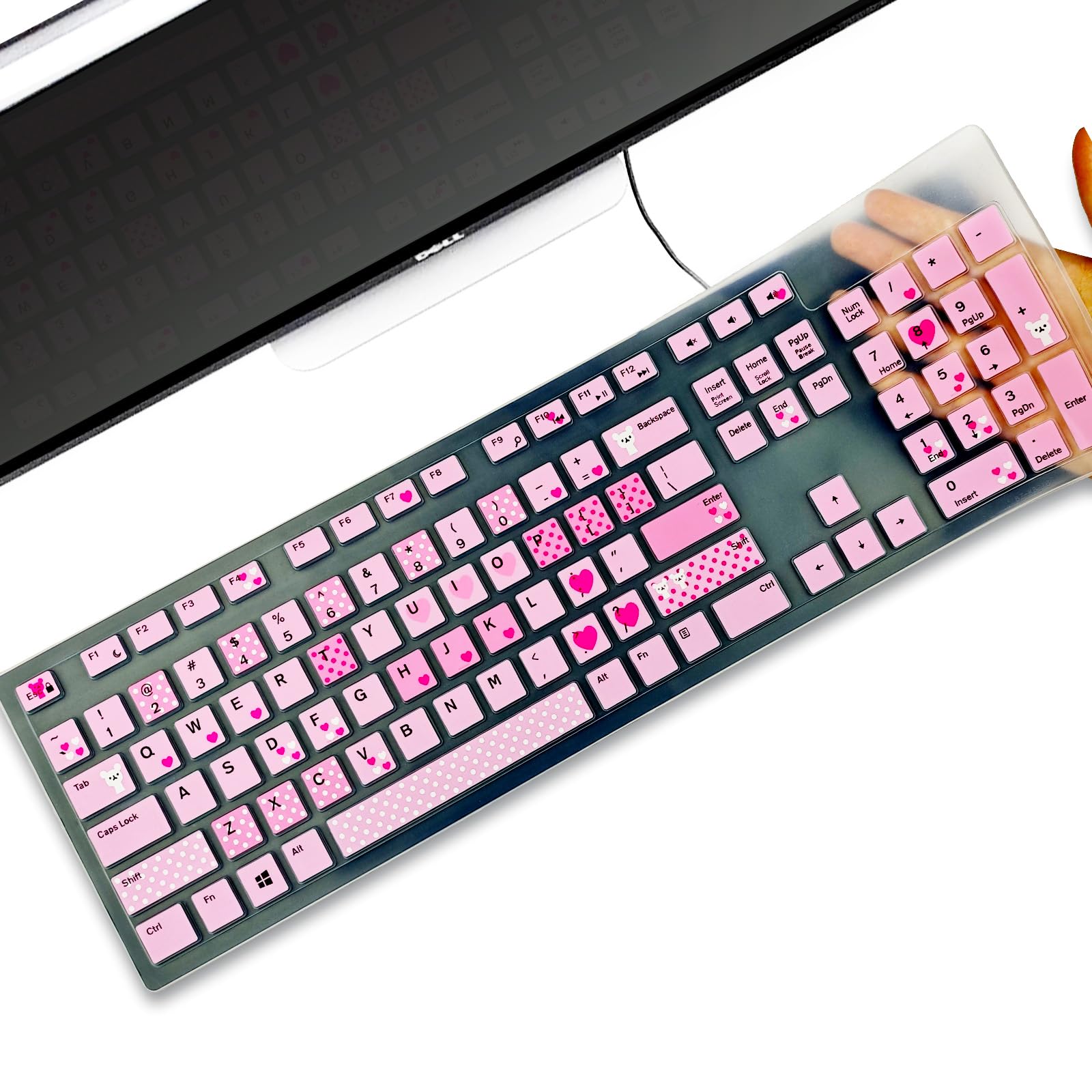YongMai Keyboard Covers for Dell KM636 KB216 Wireless Wired Keyboards, Dell Optiplex 5250 3050 3240 5460 7450 7050/Dell Inspiron AIO 3475 3670 3477