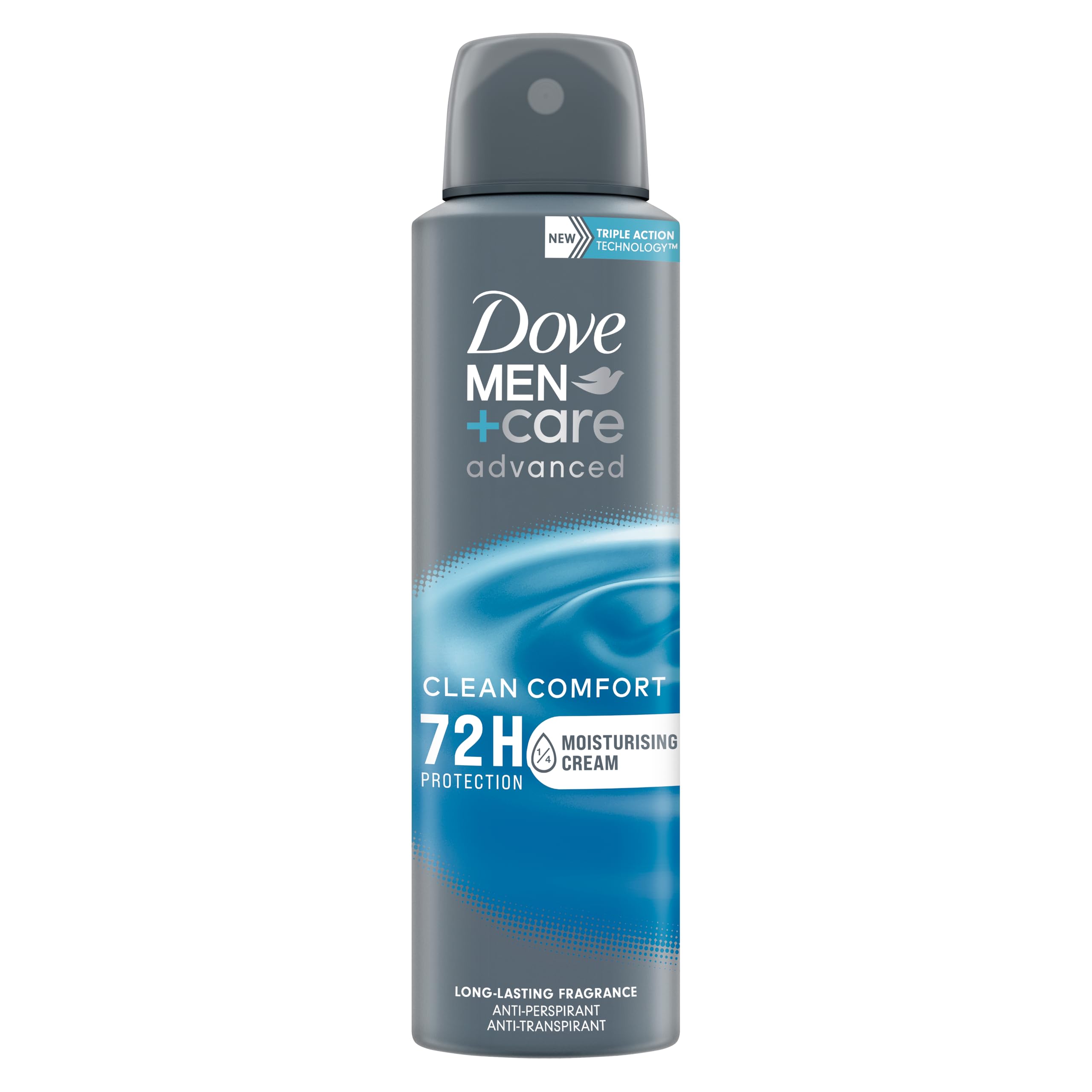 Dove Dove Men + Care, Deodorant für Herren, mit 1/4 Feuchtigkeitscreme, feuchtigkeitsspendende und hautfreundliche Formel, Schutz bis zu 72 Stunden, 150 ml