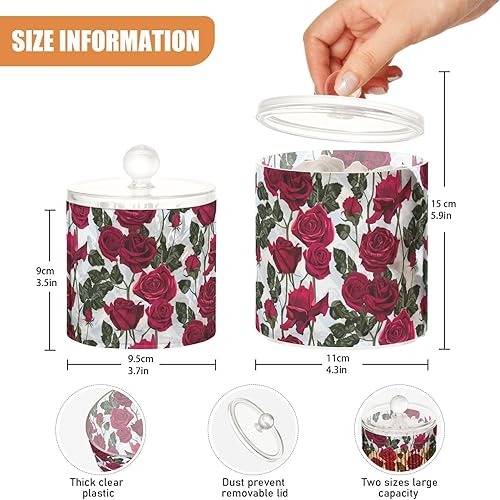 Miniatura 3 de Roses Flowers Jars with Lids Plastic Jars Bathroom Containers Canister Jar Cotton Pad Holder for Dorm Room Essentials for College Students Girls