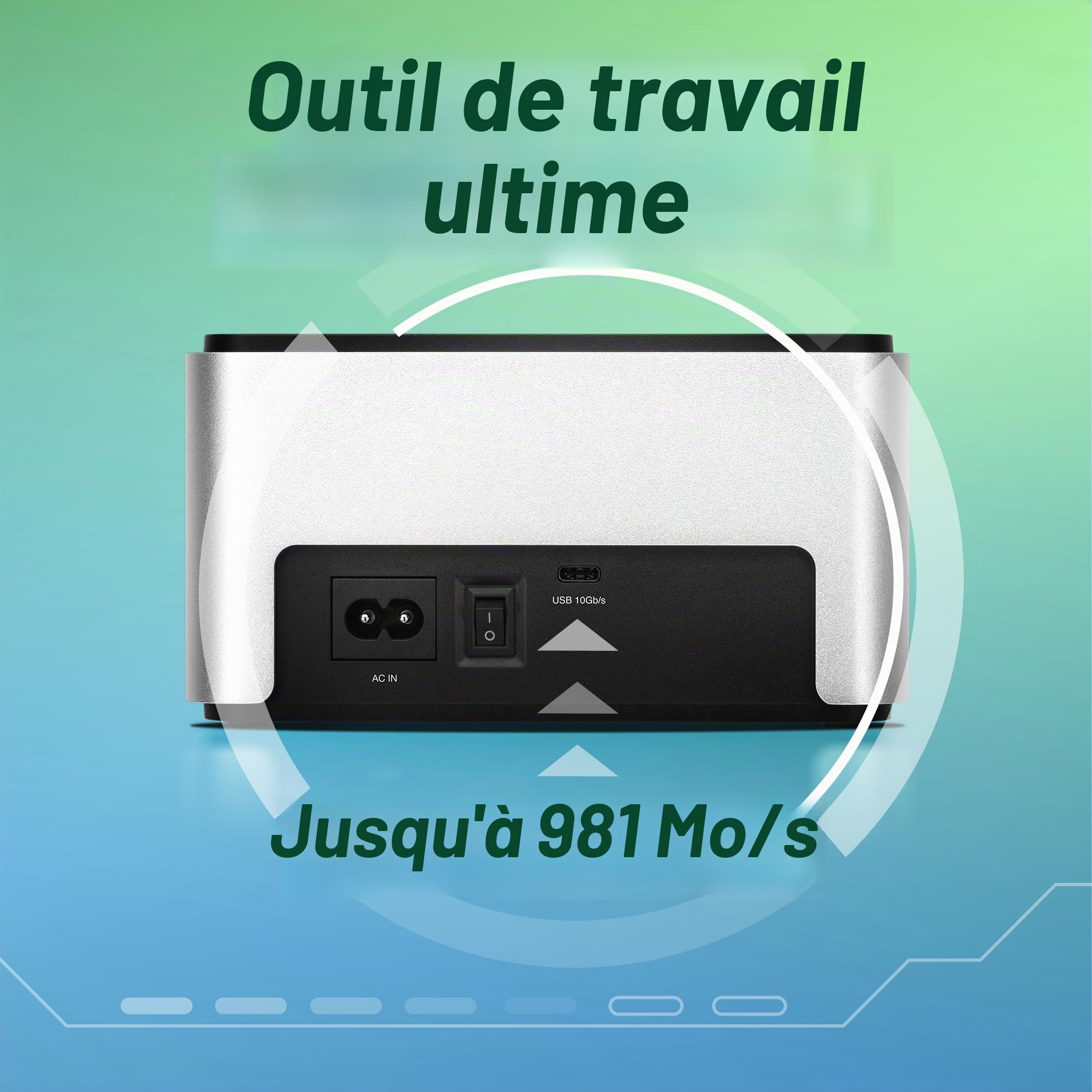 OWC Lecteur USB Dock Bay-CA Double Drive Solution, USB 3.1 Gen 2, pour Mac et PC, (TCDRVDCK)