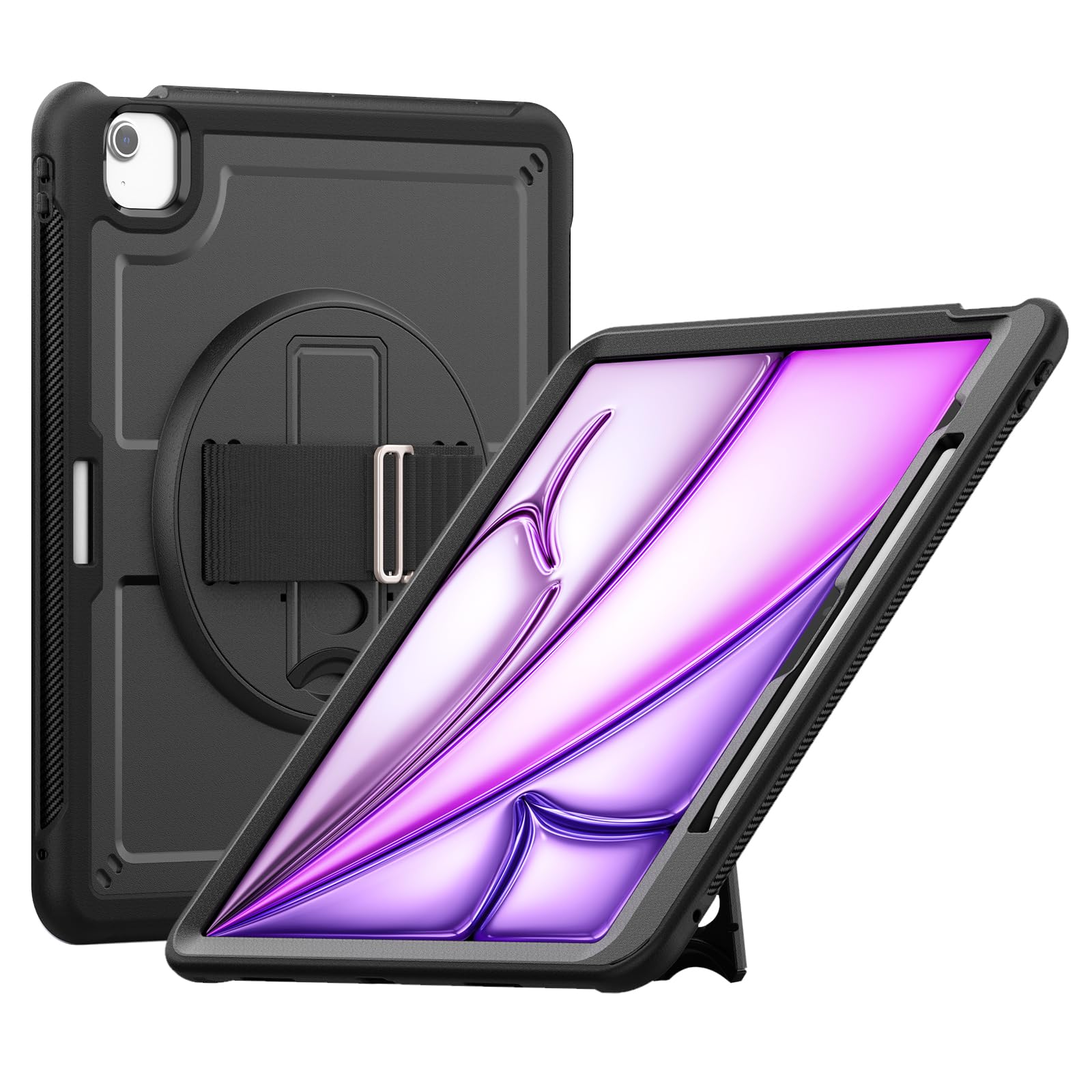 BRAECN Cover per iPad Air 11 - M4/M3/M2 2026/2025/2024 11 Pollici Blu | Antiurto Robusto Custodia con Integrato Pellicola Prottetiva, Portapenne, Supporto Girevole, Cinturino da Polso/Tracolla