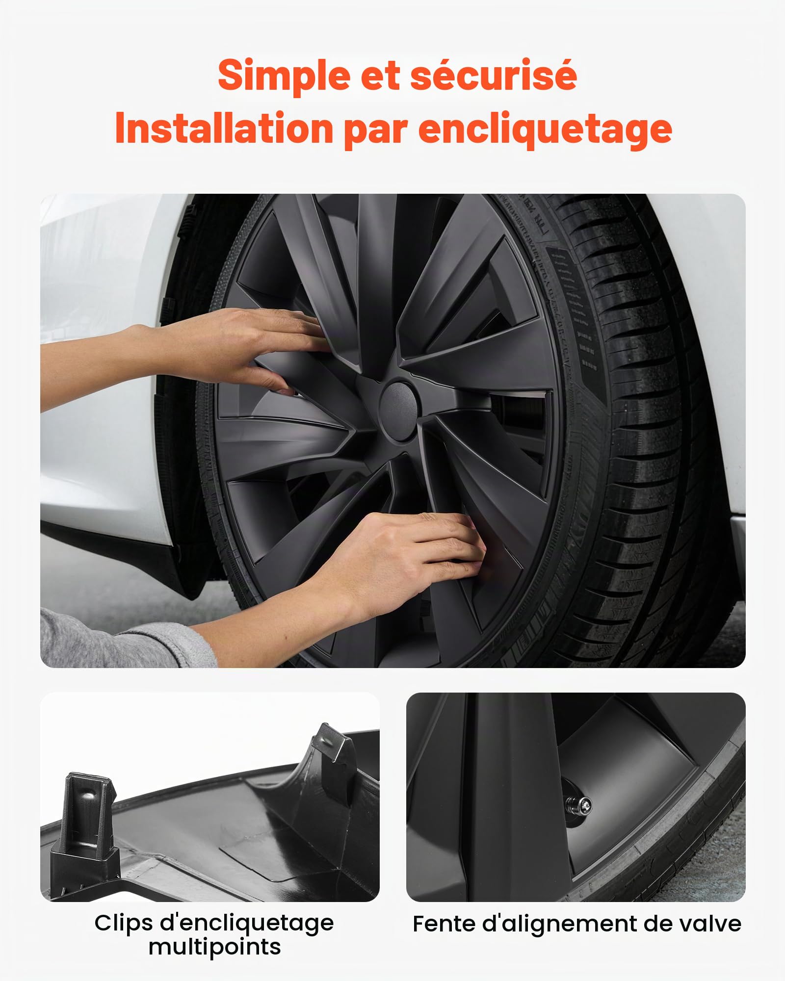 VEVOR Enjoliveurs Auto Compatible avec Tesla Model Y 2025, Cap de Roue 4 Pièces, Remplacement pour Jante R19 de 48,3 cm Protection des Roues, 10 Rayons, en ABS, Fixation par Clipsage, Noir Mat