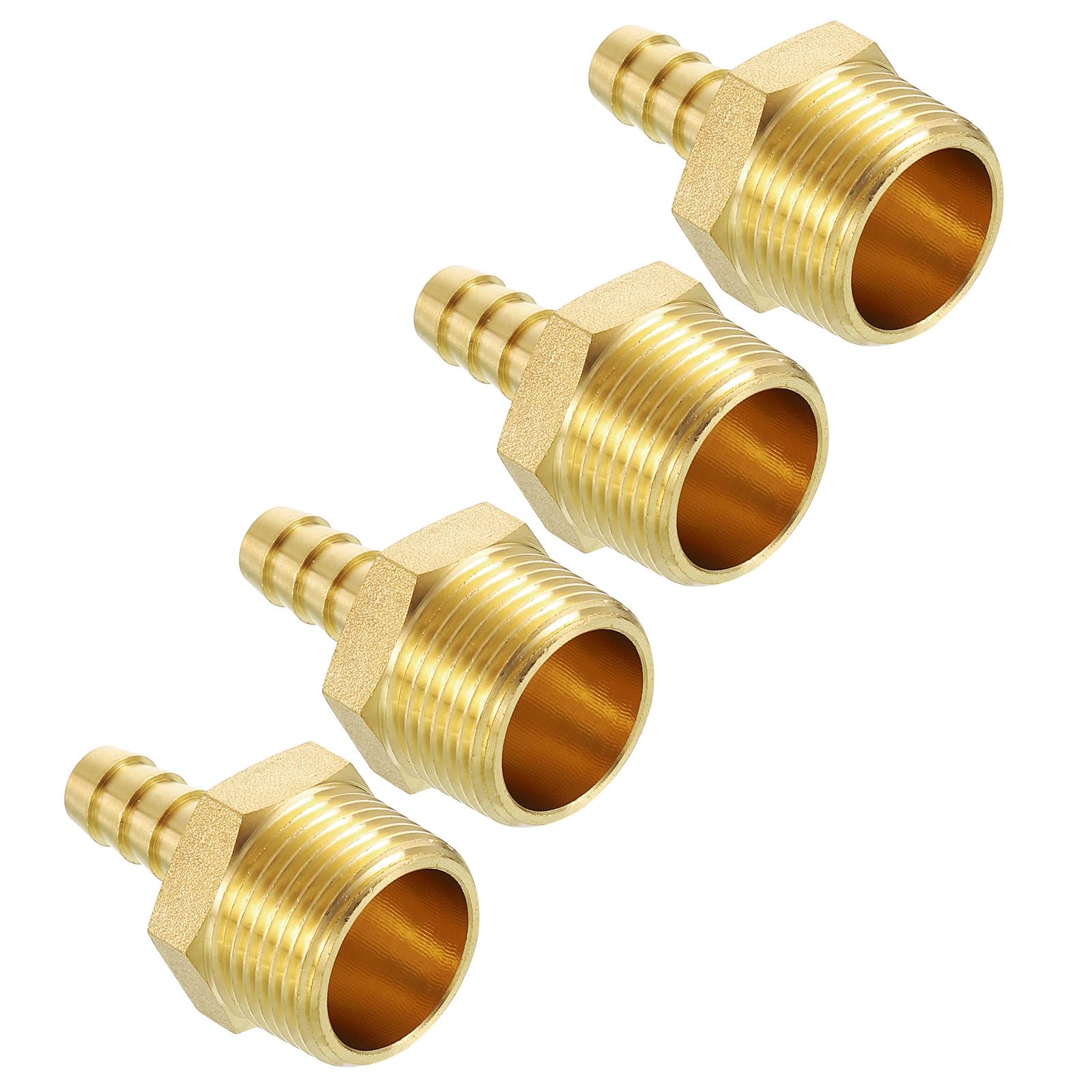 Kozelo Pack of 4 Brass Hose Barb Fittings Adapter Connector 3/8"(10mm) Hose Barb to 3/4"(20mm) NPT Male Fittings for Home Machines, Massage Bathtubs, and Irrigation Systems