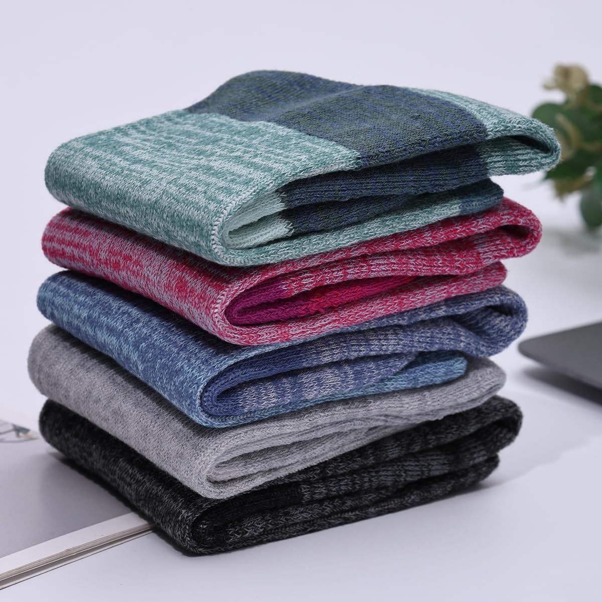 6/20 Pairs Crew Moisture Wicking Socks for Women Athletic Thick Cushioned Socks for Running Hiking Walking - Image 4