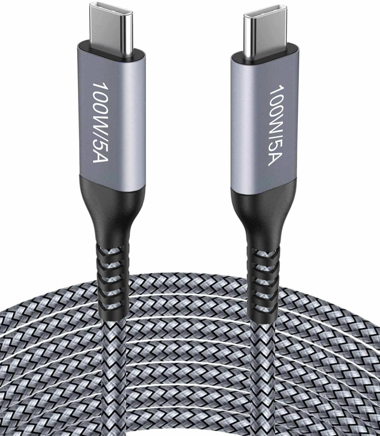 15FT USB C to USB C Cable 100W for iPhone 15, Type C Fast Charging,Long Braided,Charger Cord Compatible with Samsung Galaxy S24 S23,Note 20,Google