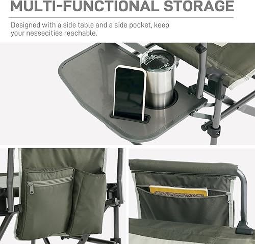Miniatura 6 de EVER ADVANCED Silla de directores de camping con mesa auxiliar, silla plegable portátil con tamaño compacto, resistente con bolsillo para camping,