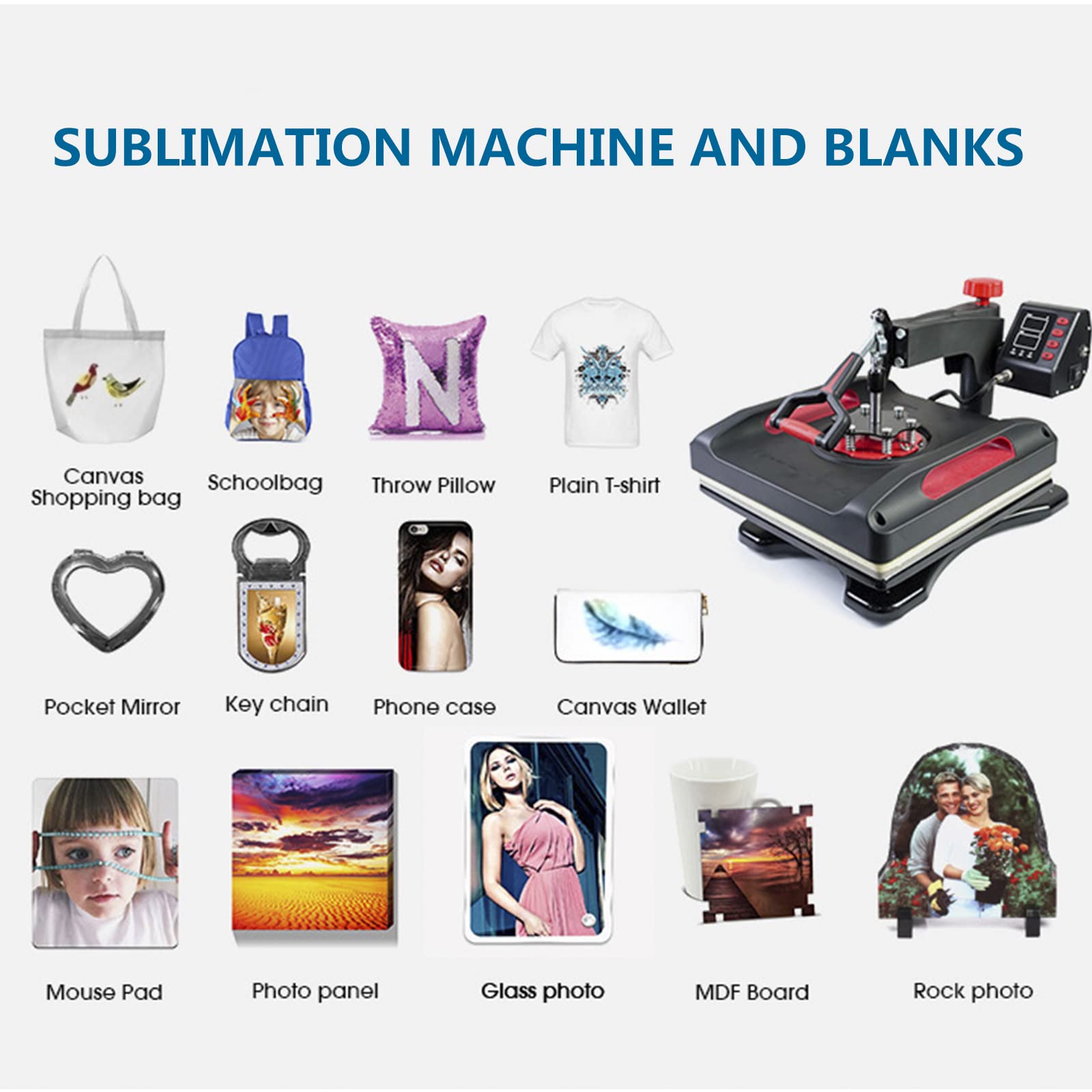 VEVOR Pressa A Caldo 5 In 1 Pressa A Caldo 38x38 Cm Pressa A Trasferimento Termico 15x15 Pollici Pressa Per Sublimazione Per Maglietta Da 15x15 Pollici Per T-Shirt Trasferimento Cappello