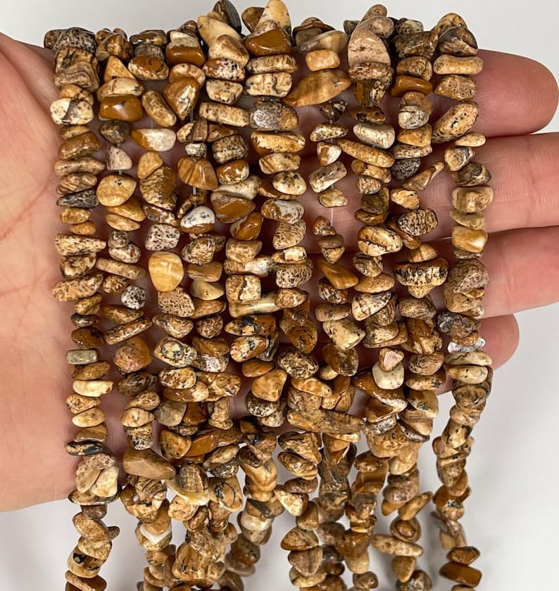Natural Picture Jasper Nuggets Smooth Beads 5-8mm 8 inch Long String Jewelry Making Gemstone Beads for Necklace Bracelet