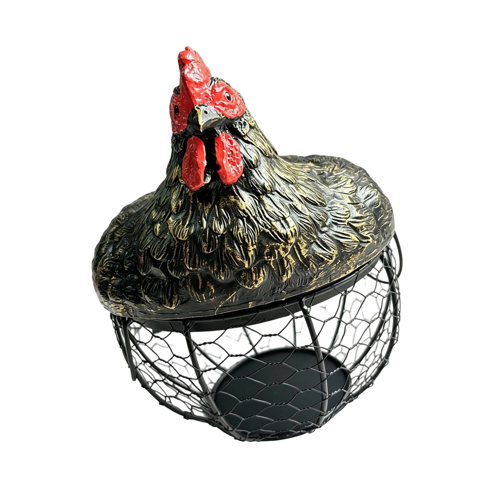 Artistic Chicken Themed Multipurpose Basket for Eggs Fruits and Vegetables Kitchen Counter Iron Wire Collecting Basket Farm Eggs Container