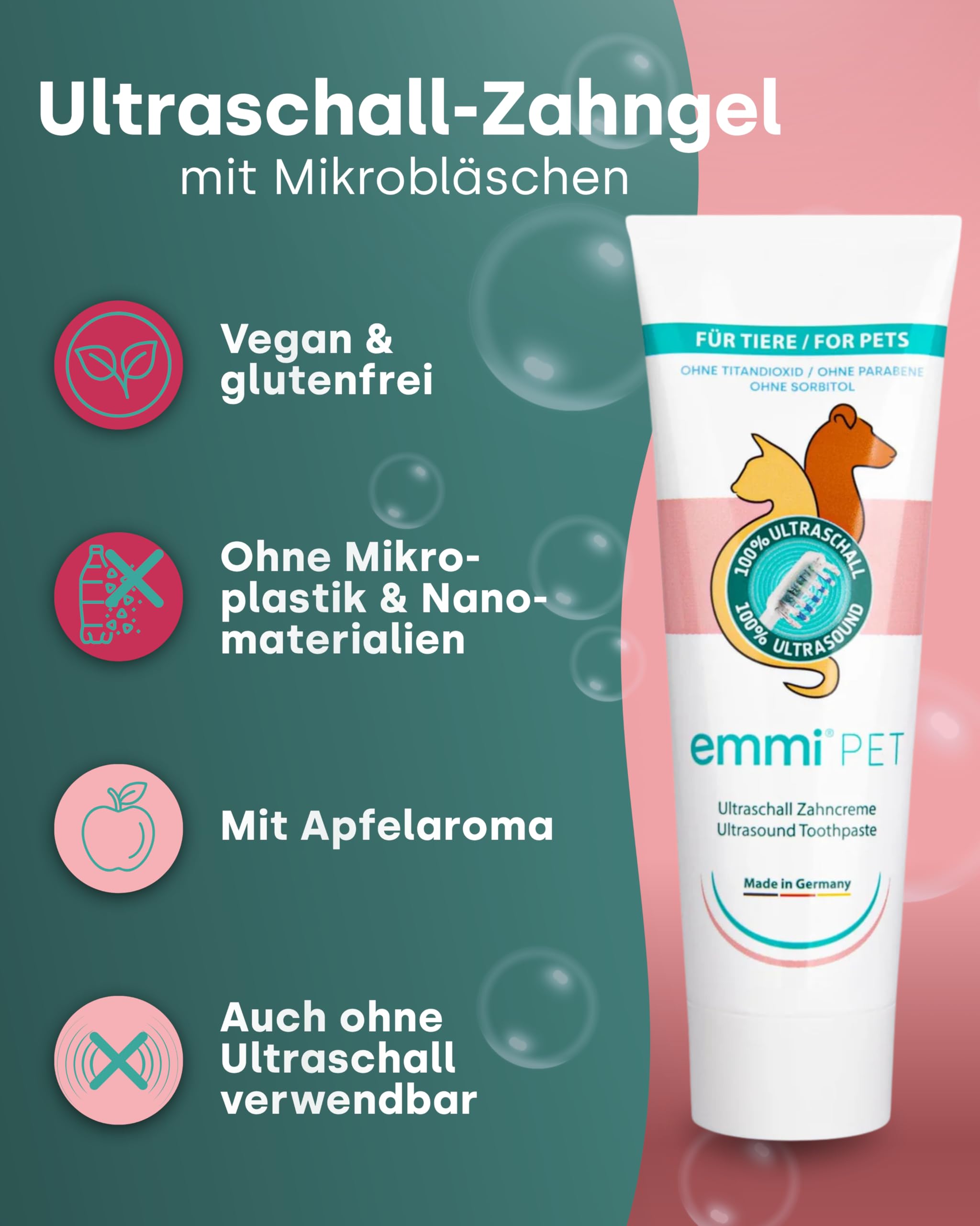 emmi-PET 2.0 Ultraschall-Zahnbürste für Hunde I Geräuschlose Hundezahnbürste reduziert Plaque & beugt Zahnstein vor I Schonende Zahnpflege ohne Schrubben I Zahnpflege Set inkl. Zahnpasta & Aufsätzen