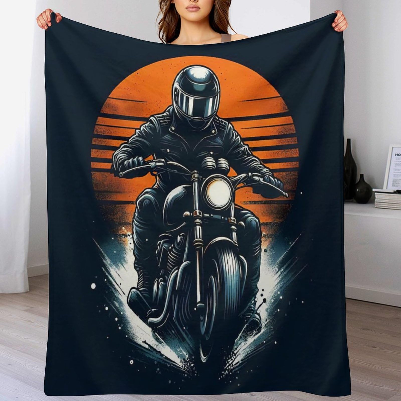 Couverture flannel moto 130x180cm plaid peluche canapé lit