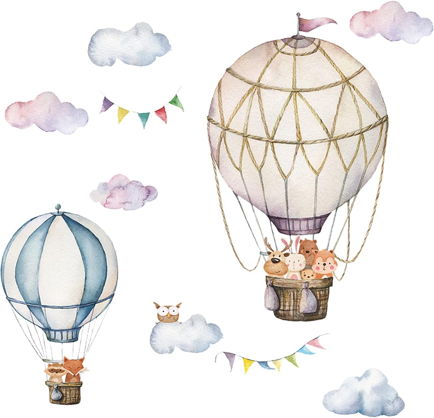 Amazon.com: LQANG Hot Air Balloon Wall Stickers Cloud Animal Balloons ...