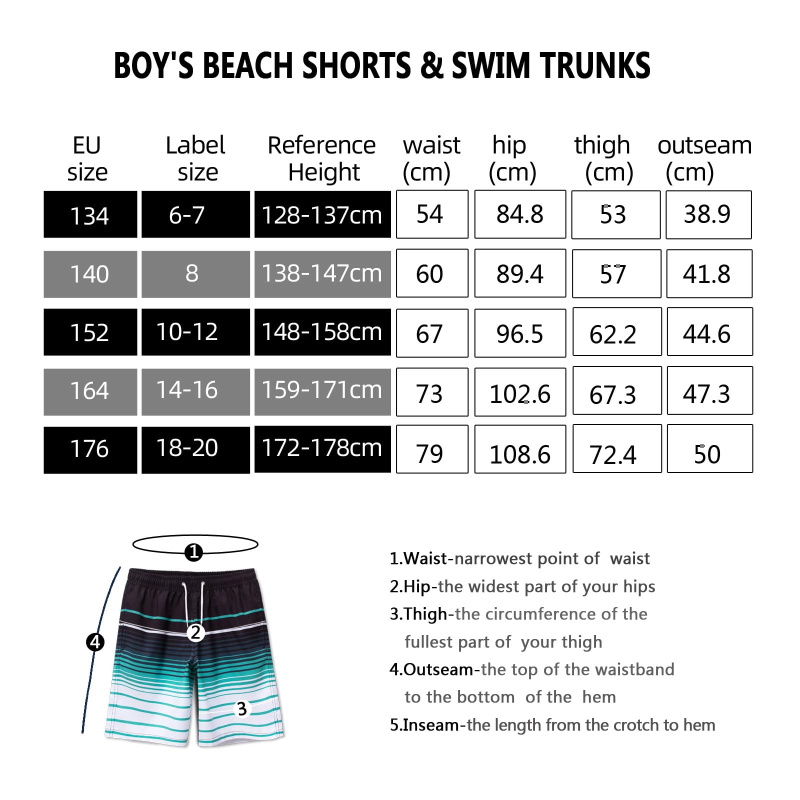 MEILONGER Bañador Niño Ropa de Baño para Niño Secado rápido Interior de Malla Short (Rayas Negro Azul Blanco, 14-16)