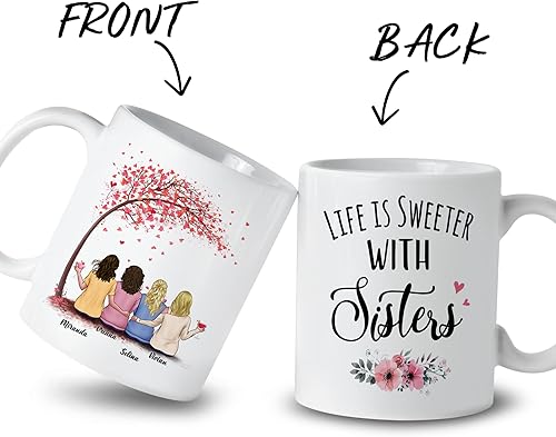 Miniatura 44 de Gossby Taza personalizada para mejor amiga, regalo personalizado para mujeres con diseños, nombres, cumpleaños, regalo de taza de Navidad para 4