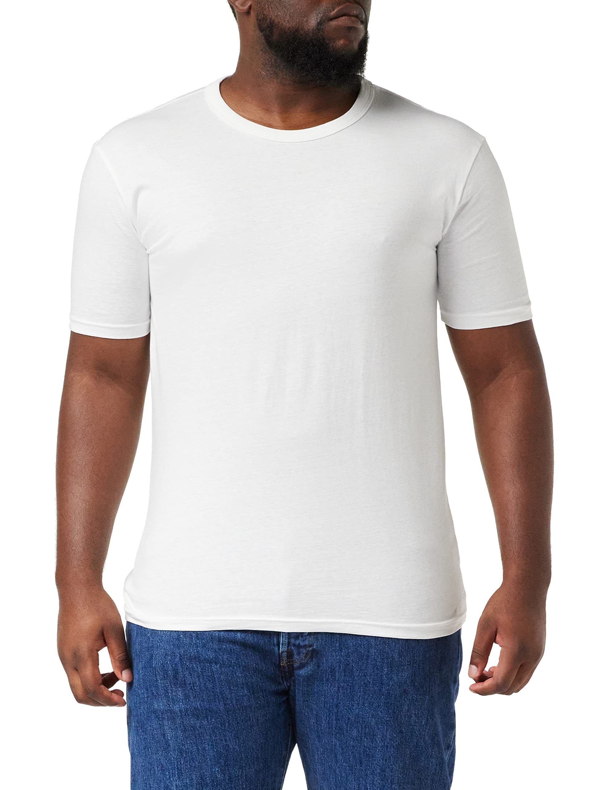 Stedman Men's White Apparel Morgan Crew Neck/St9020 Premium Slim Fit Classic Short Sleeve T-Shirt, Large