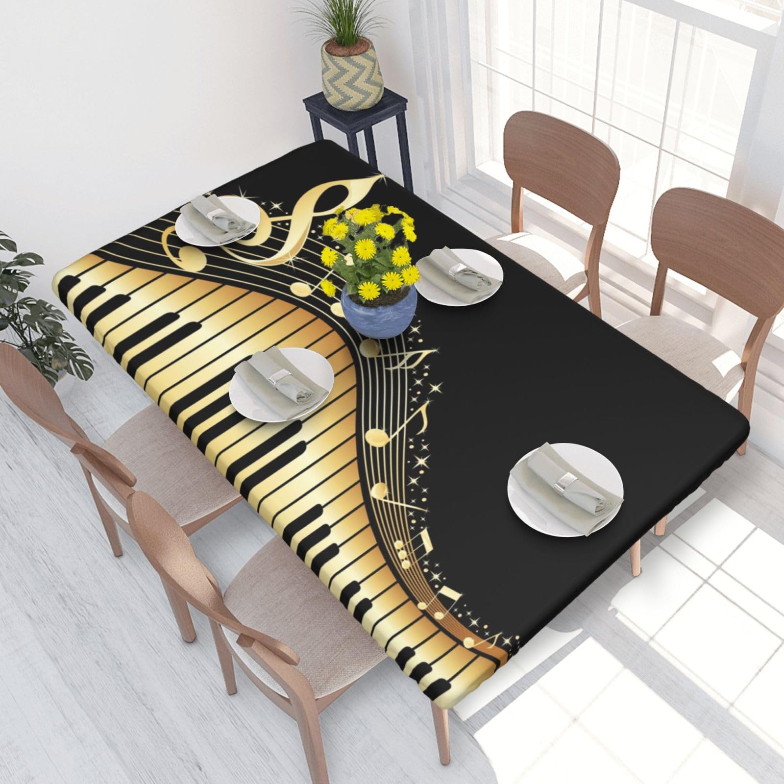 WKSGDSG Fitted Tablecloth For Dining Room 4ft, Elastic Edged Table Cover